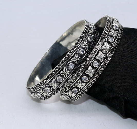 925 sterling silver handmade modern cultural ethnic bangle bracelet jewelry best bride gifting jewelry, belly dance bangles ba176 - TRIBAL ORNAMENTS