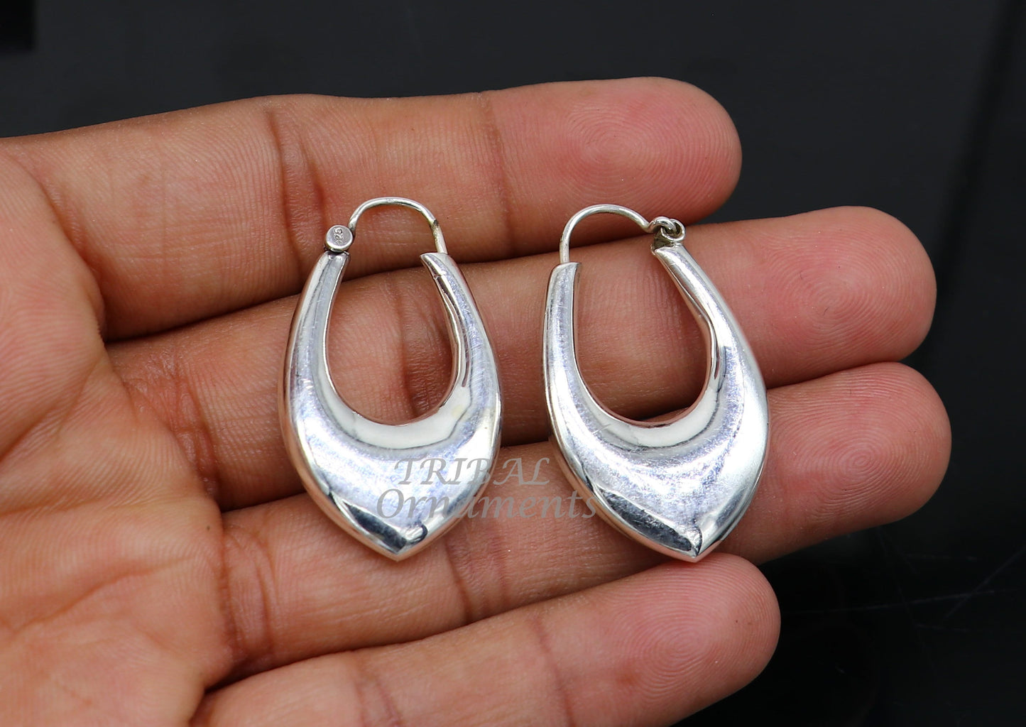 Vintage Design 925 sterling silver fabulous hoops earring, tribal kundal earring from Rajasthan India, best gifting unisex jewelry s1127 - TRIBAL ORNAMENTS