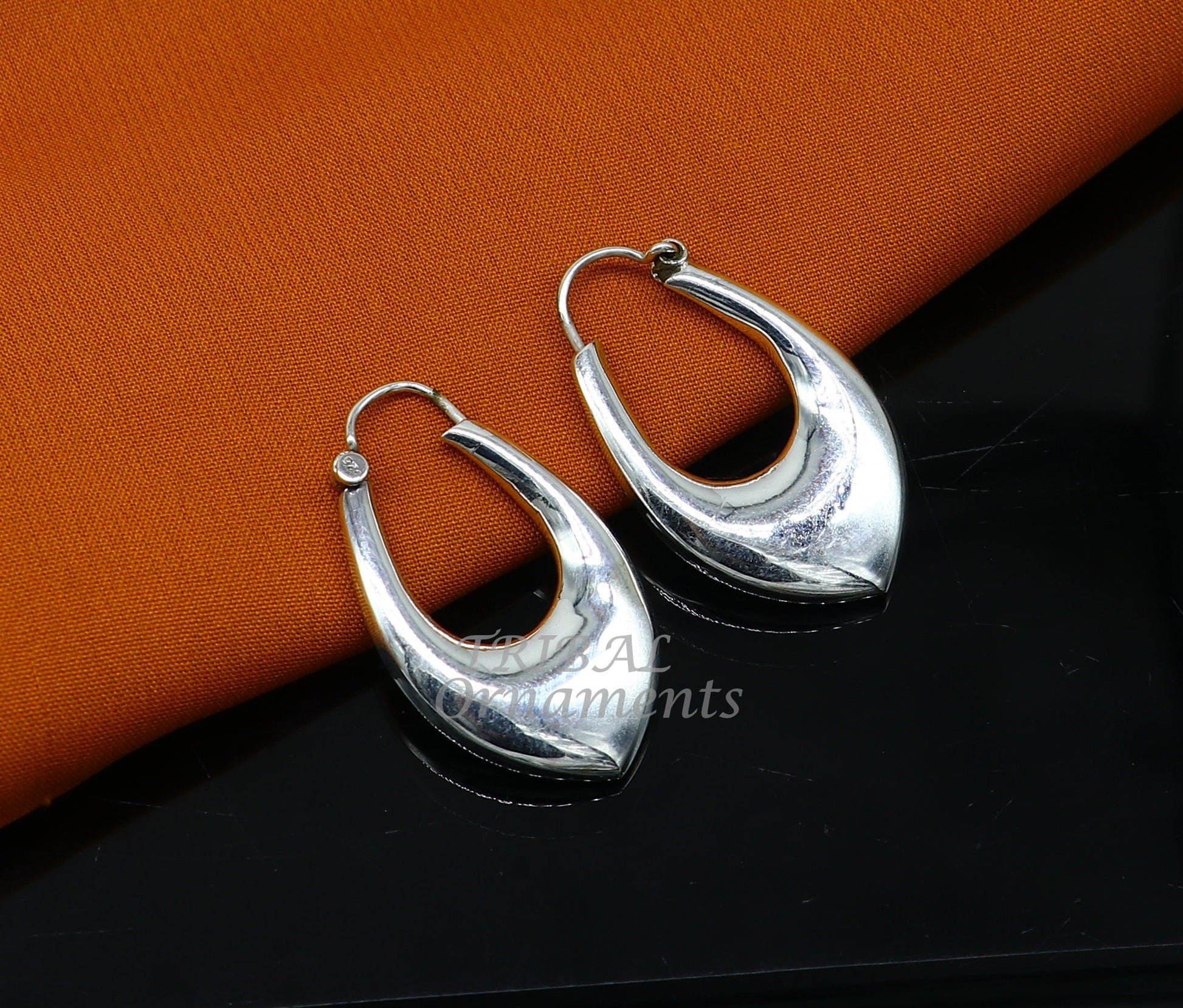 Vintage Design 925 sterling silver fabulous hoops earring, tribal kundal earring from Rajasthan India, best gifting unisex jewelry s1127 - TRIBAL ORNAMENTS