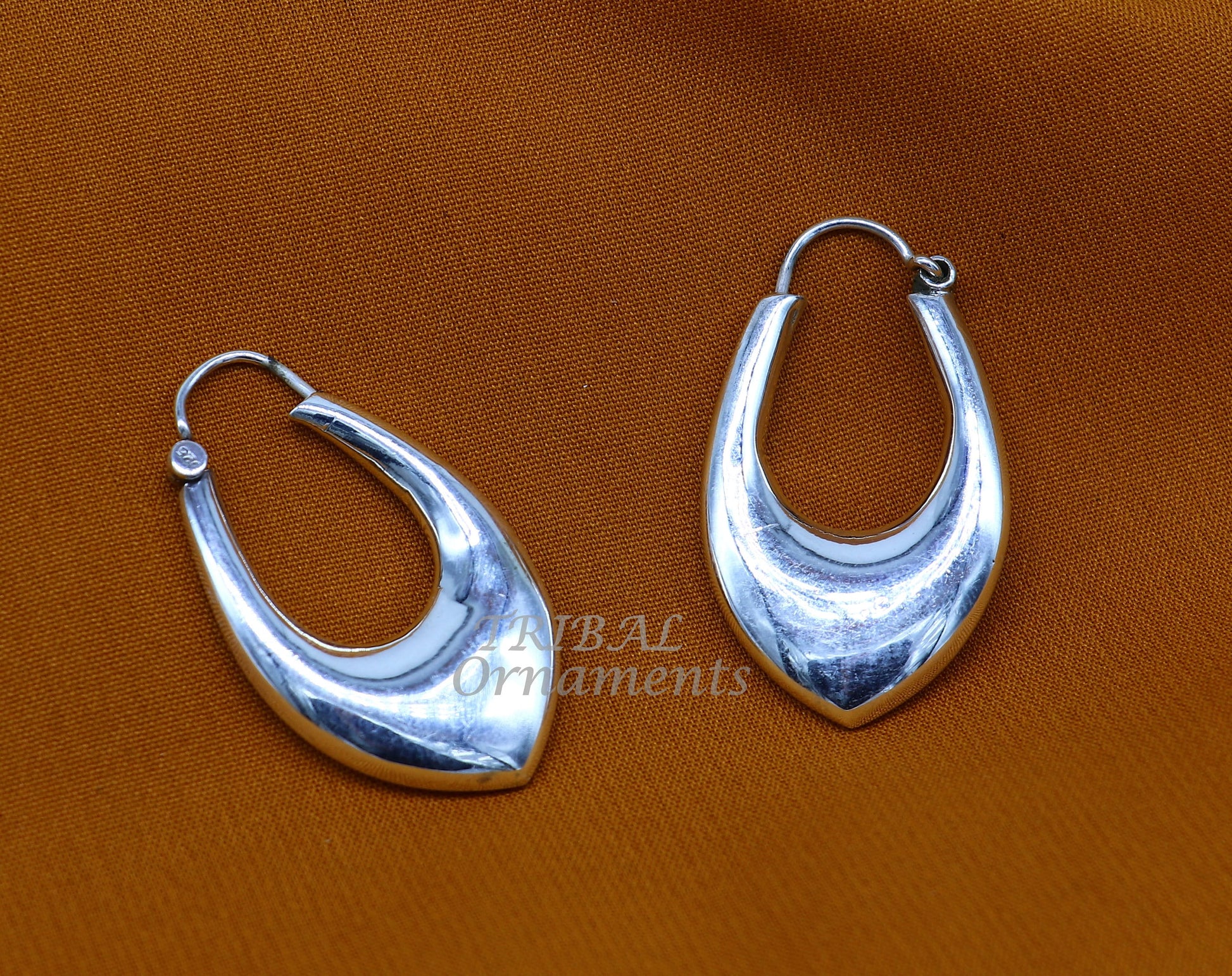 Vintage Design 925 sterling silver fabulous hoops earring, tribal kundal earring from Rajasthan India, best gifting unisex jewelry s1127 - TRIBAL ORNAMENTS