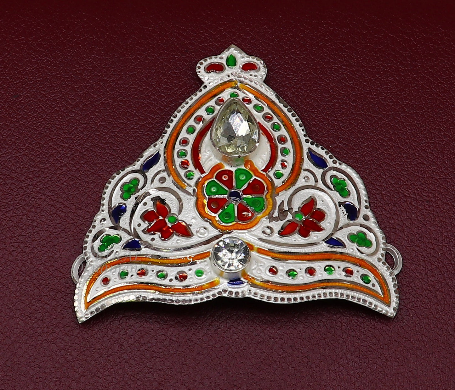 Mukut for All idols 925 sterling silver vintage enamel work design handmade mukut (crown), amazing silver god crown mukut  art su1002