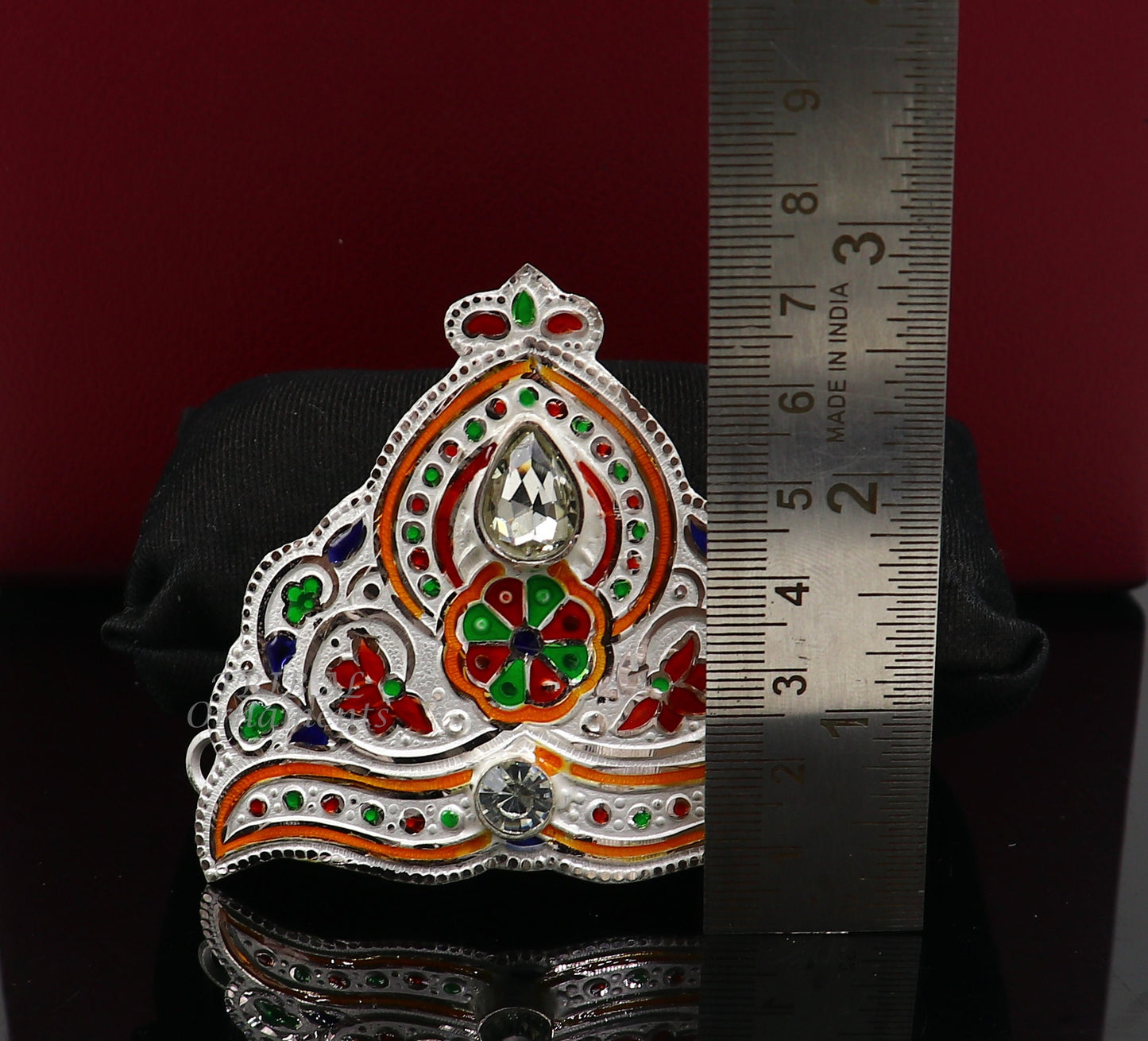 Mukut for All idols 925 sterling silver vintage enamel work design handmade mukut (crown), amazing silver god crown mukut  art su1002