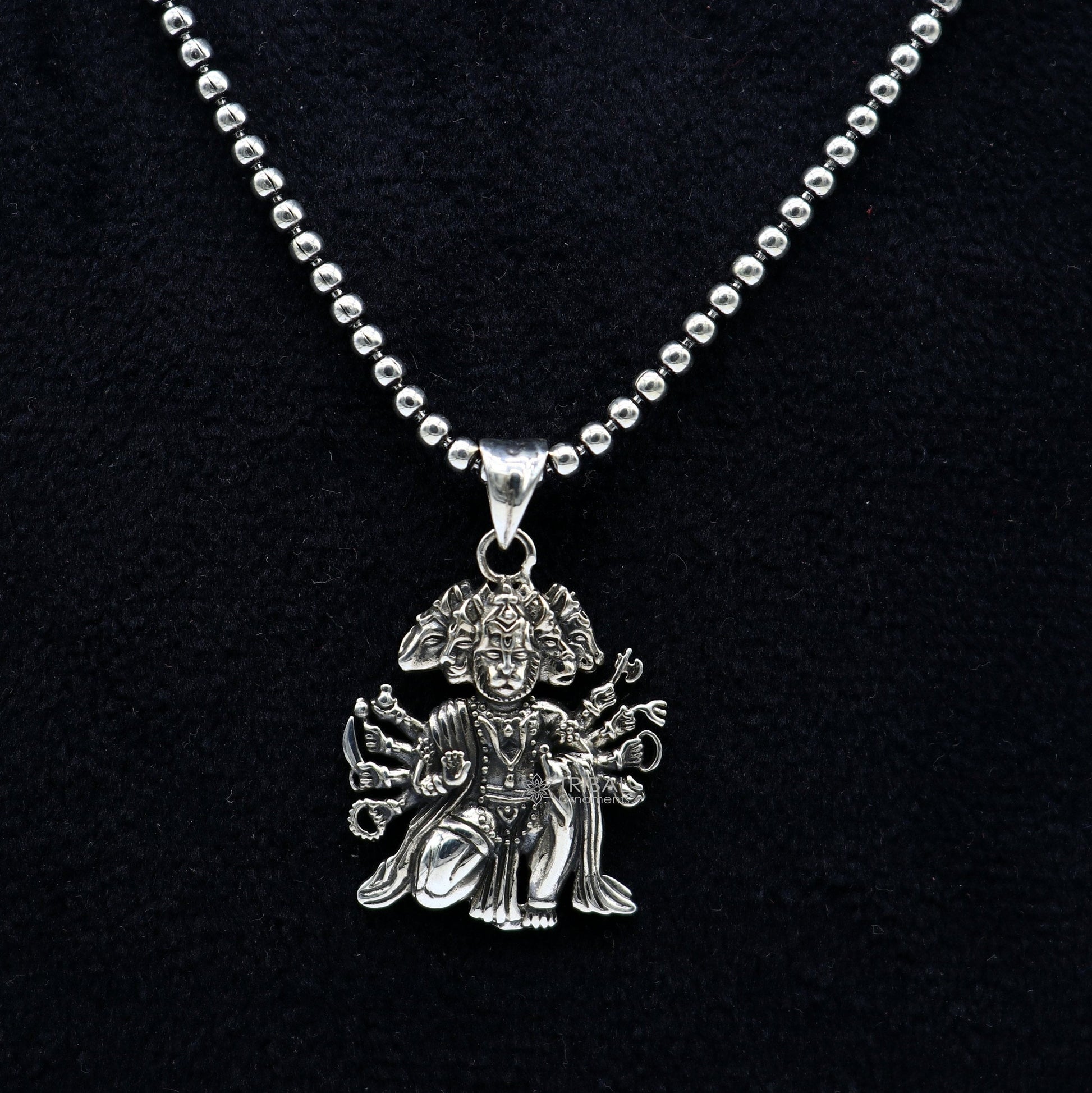 Divine 925 sterling silver handmade Hindu god Lord Panchmukhi Hanuman pendant amazing designer trendy  pendant unisex gifting jewelry Nsp621 - TRIBAL ORNAMENTS