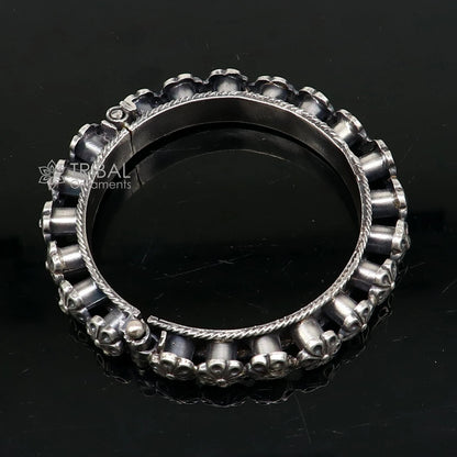 925 sterling silver tribal cultural floral bangle bracelet kada brides wedding jewelry nba385