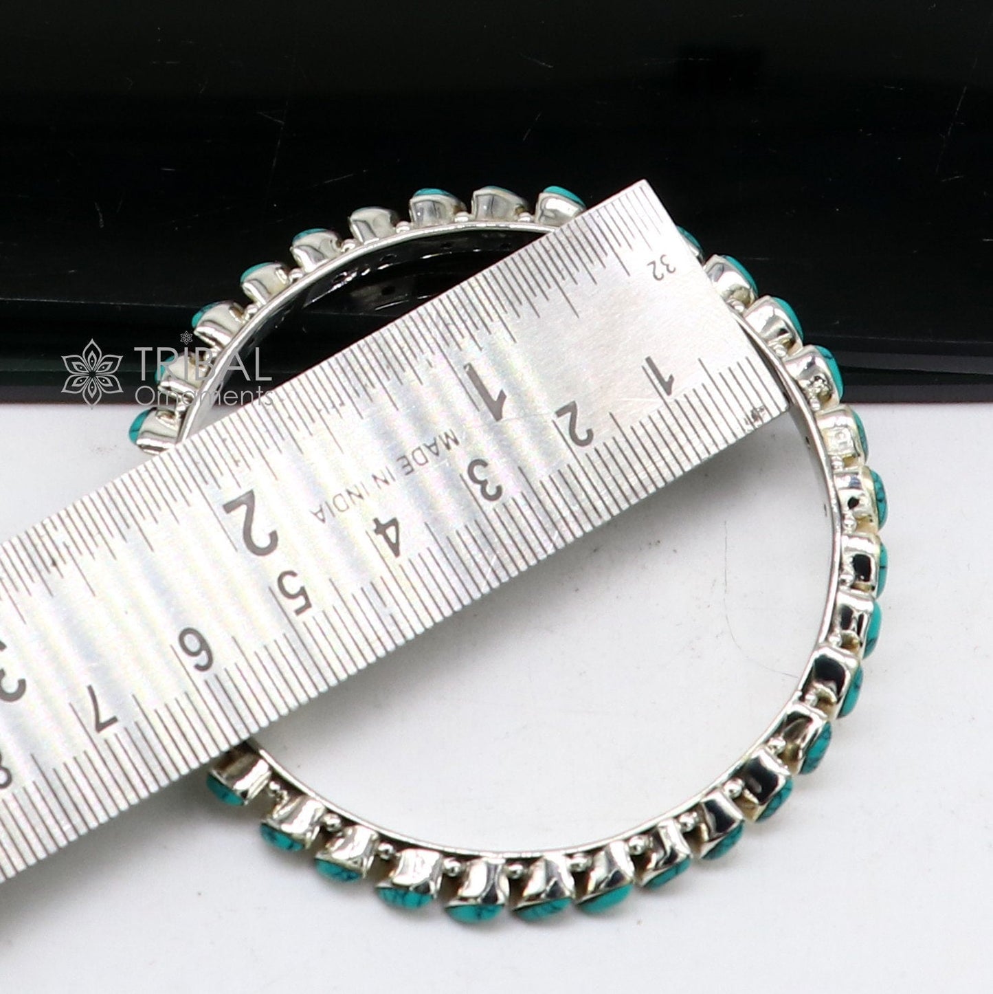 925 sterling silver customized vintage antique design turquoise stone bangle bracelet kada, best gift for brides ethnic jewelry nba388 - TRIBAL ORNAMENTS