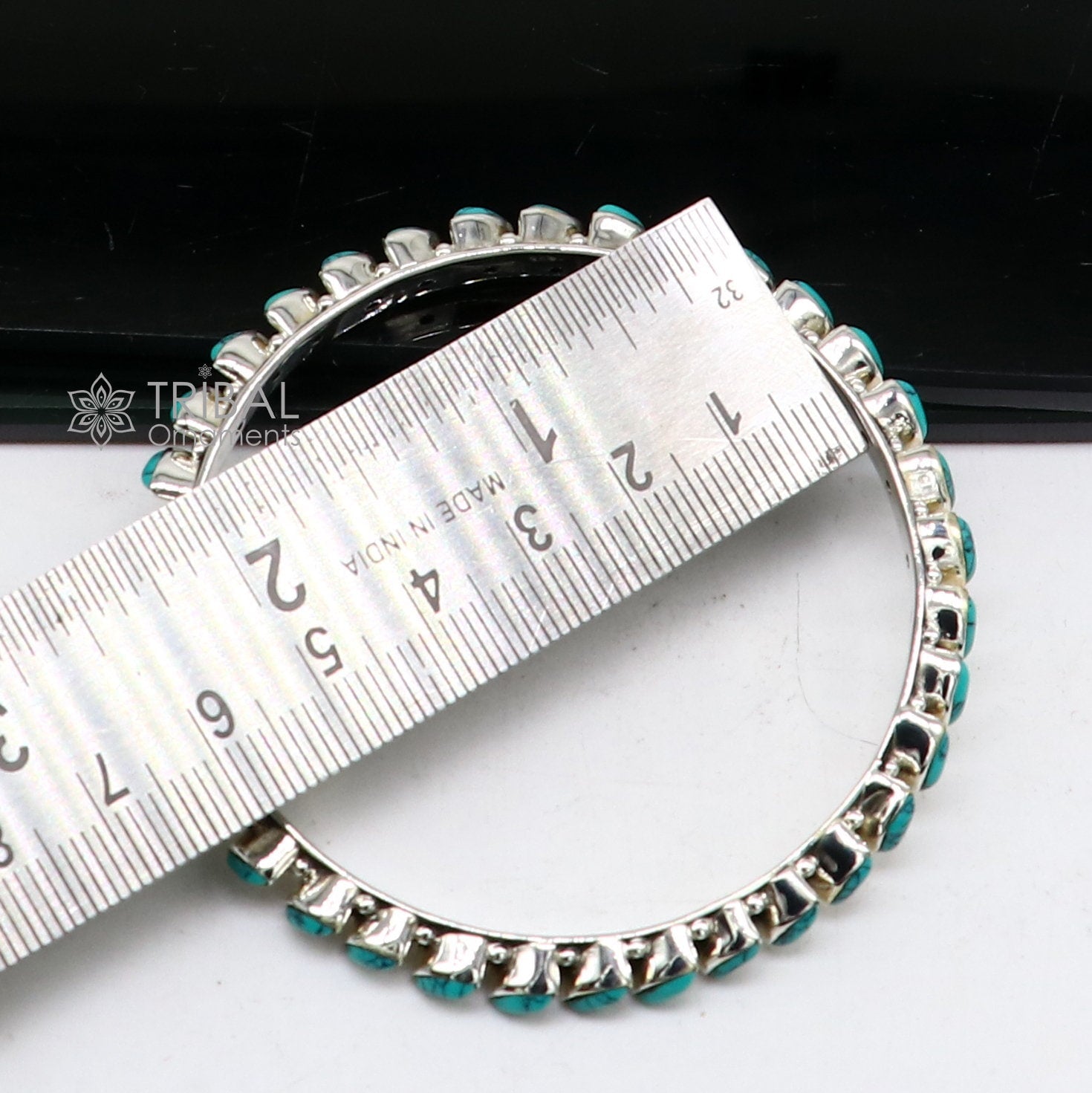 925 sterling silver customized vintage antique design turquoise stone bangle bracelet kada, best gift for brides ethnic jewelry nba388 - TRIBAL ORNAMENTS