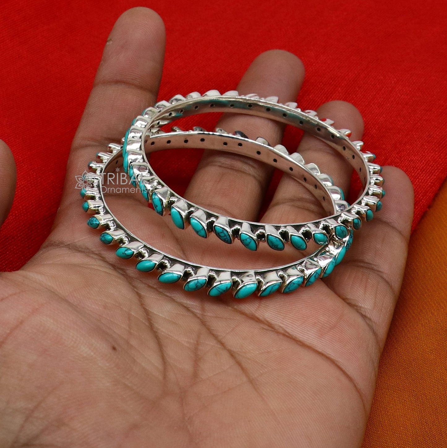 925 sterling silver customized vintage antique design turquoise stone bangle bracelet kada, best gift for brides ethnic jewelry nba388 - TRIBAL ORNAMENTS