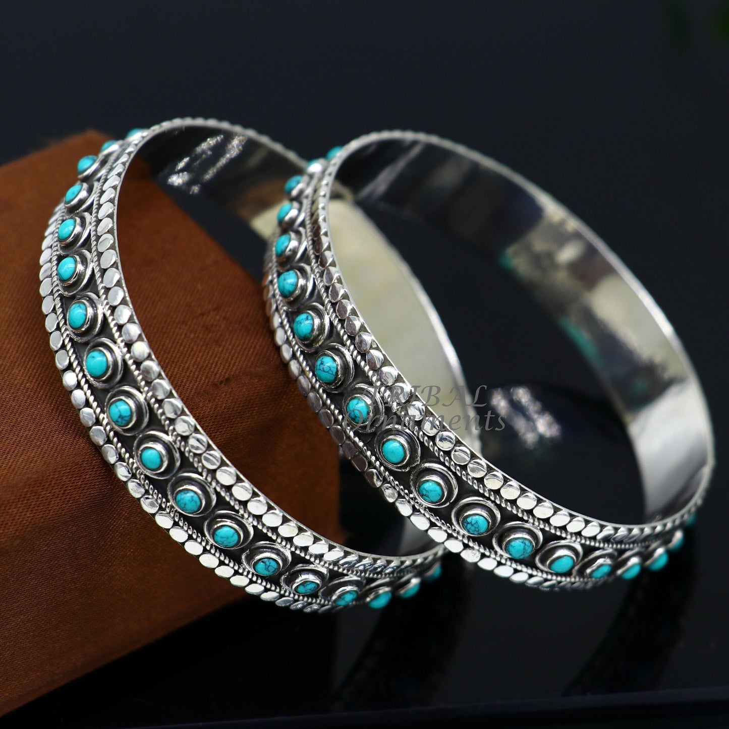 925 sterling silver customized vintage antique design turquoise stone bangle bracelet kada, best gift for brides ethnic jewelry nba337