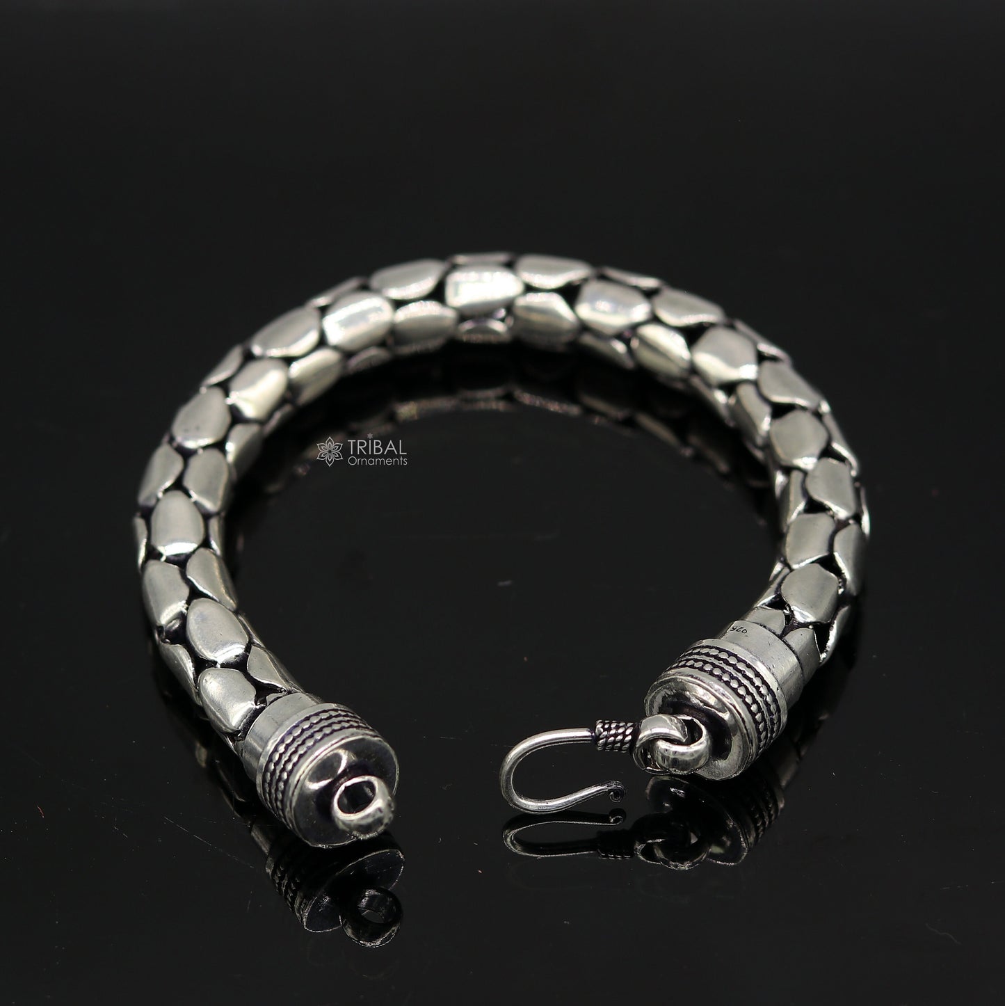 9 inches 10mm 925 sterling silver handmade unique viper snake design heavy men's bracelet, Amazing royal jewelry sbr738 - TRIBAL ORNAMENTS