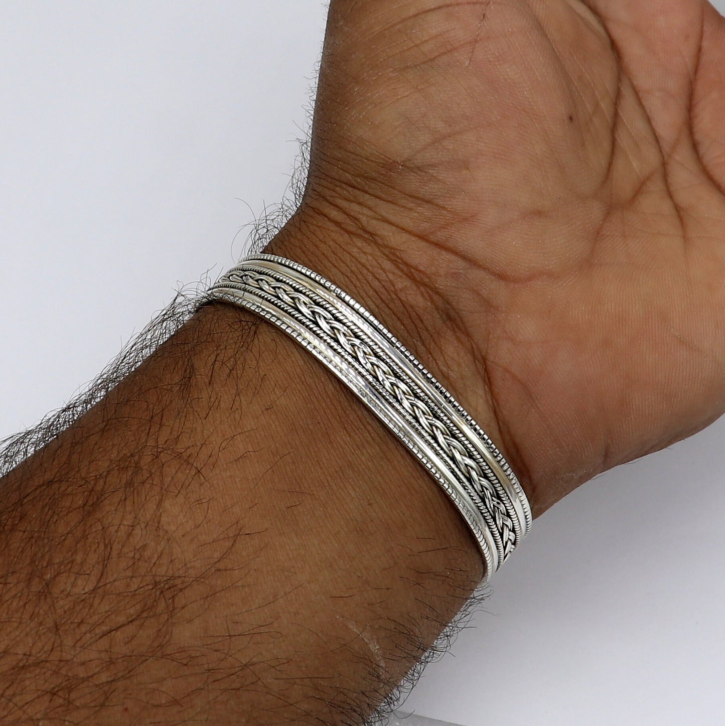 925 sterling silver vintage design handmade work cuff bangle bracelet kada cuff222 - TRIBAL ORNAMENTS