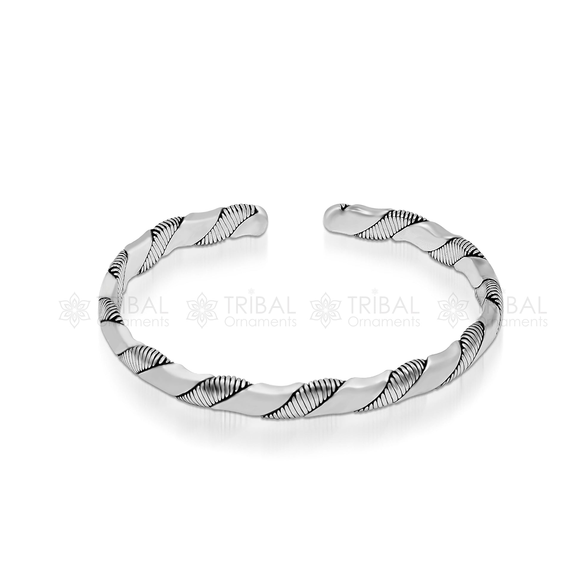 Plain shiny solid 925 sterling silver handmade adjustable cuff bangle bracelet unsex gifting jewelry CUFF223 - TRIBAL ORNAMENTS