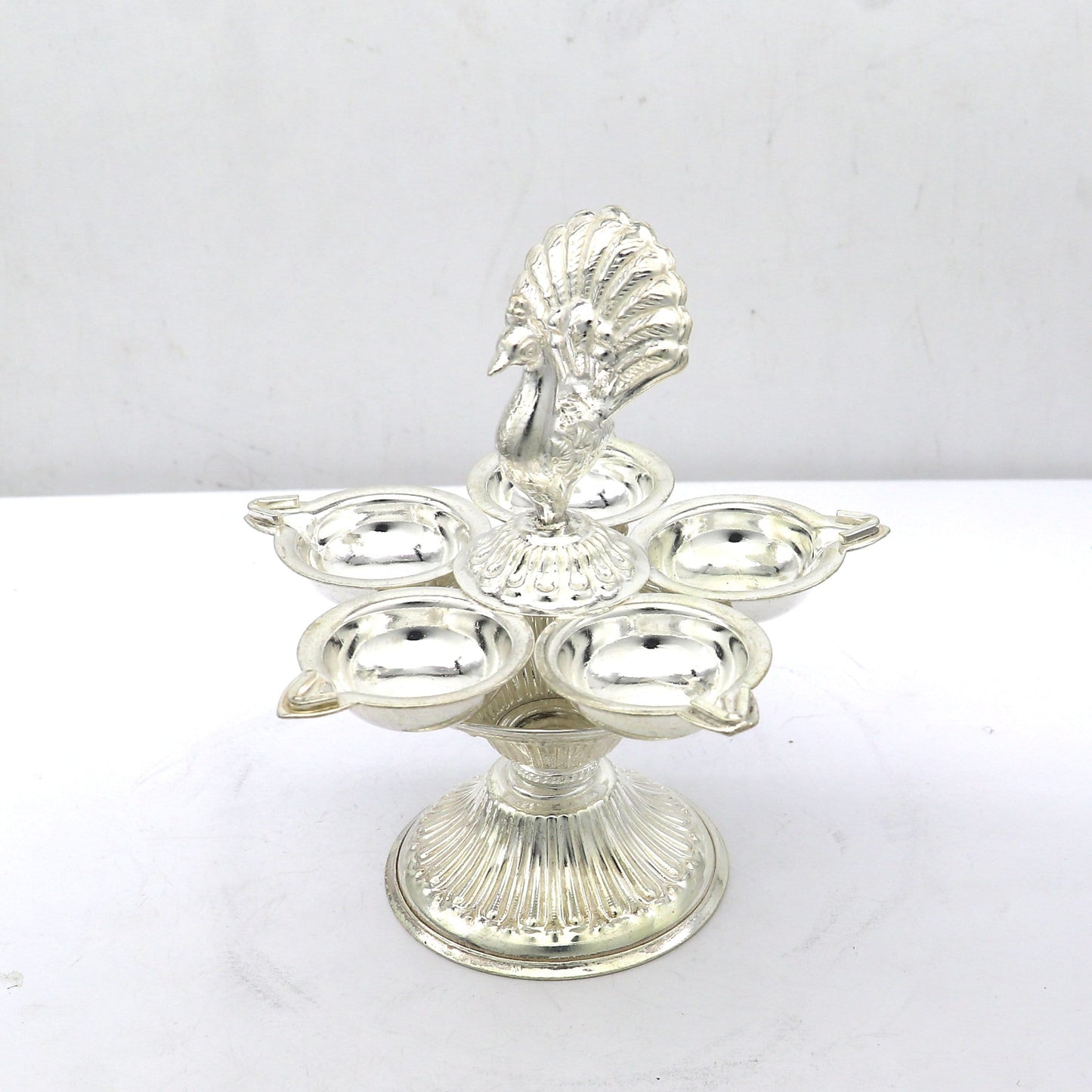 925 sterling silver handcrafted design 5 lamp/ Deepak, silver article, puja utensils, silver figurine su1292