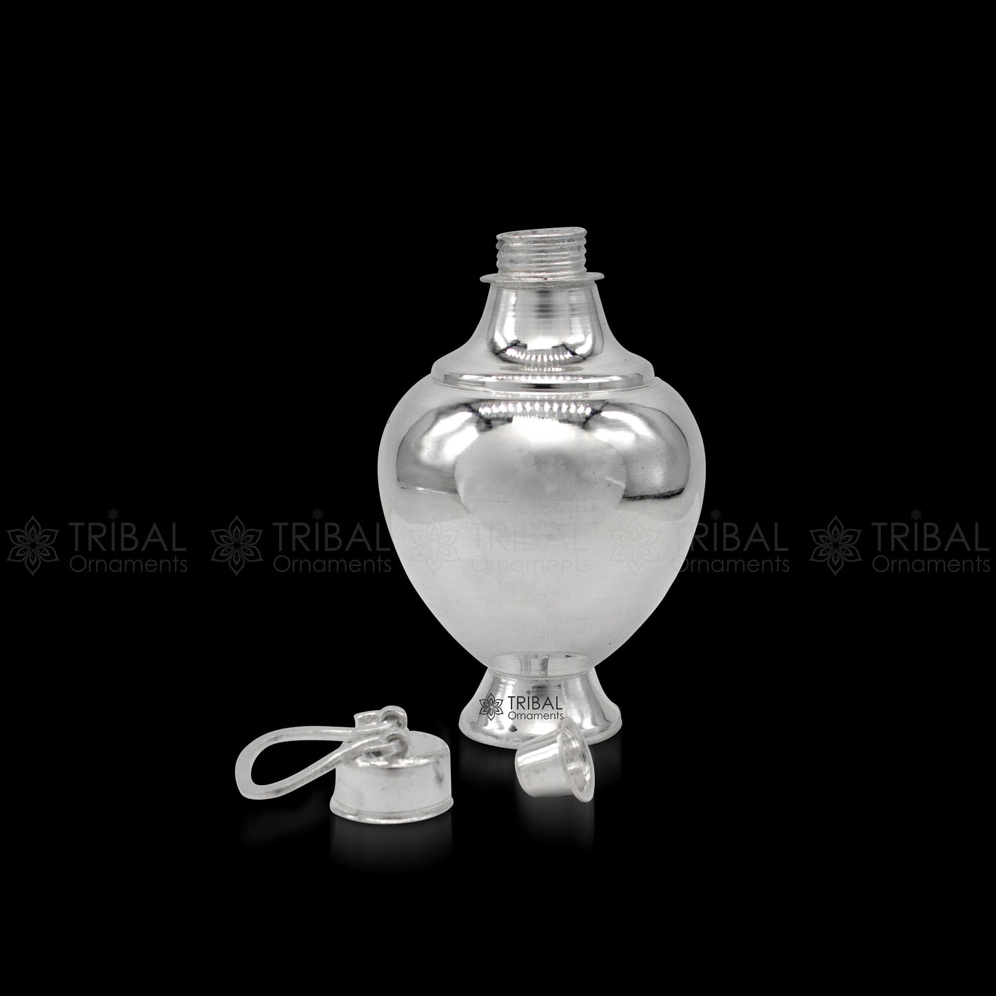925 sterling silver handmade plain design holy divine Gangjali, Silver Gangajal pot, best silver water pot kalash puja utensils  su1296