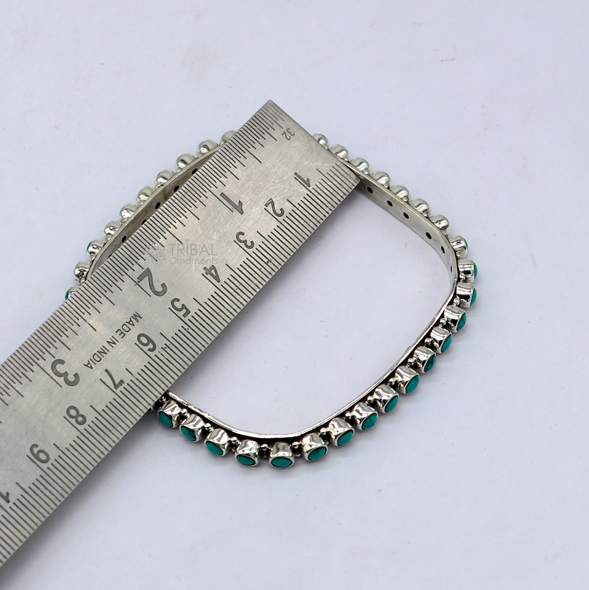 925 sterling silver vintage Waved design turquoise stone bangle bracelet kada, best gift for brides ethnic jewelry nba419 - TRIBAL ORNAMENTS