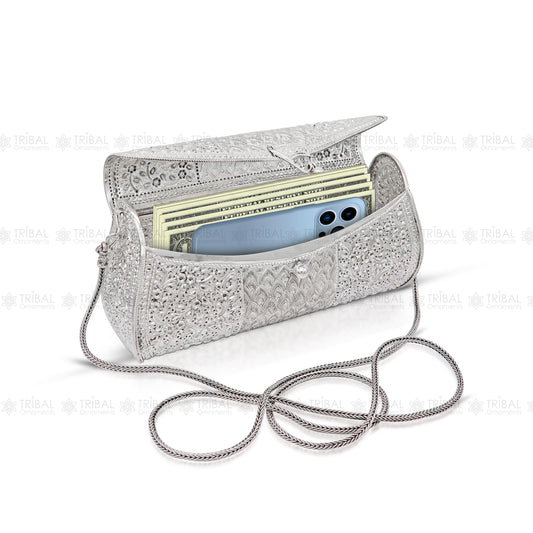 925 Sterling silver handmade hand bag/ purse /shoulder bag/Women Clutches bag001 - TRIBAL ORNAMENTS