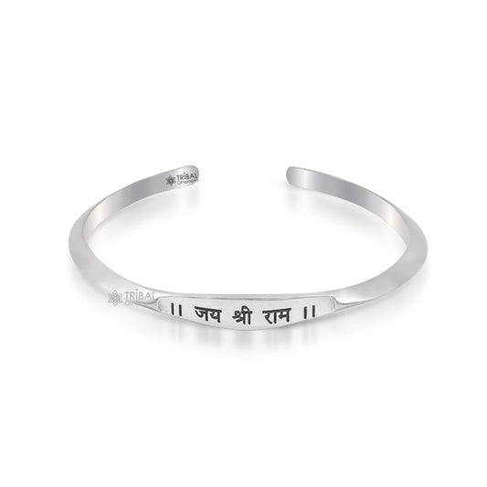 925 Sterling silver handmade "jai shree ram" mantra bracelet kada, Personalized Any word for gifting cuff219 - TRIBAL ORNAMENTS