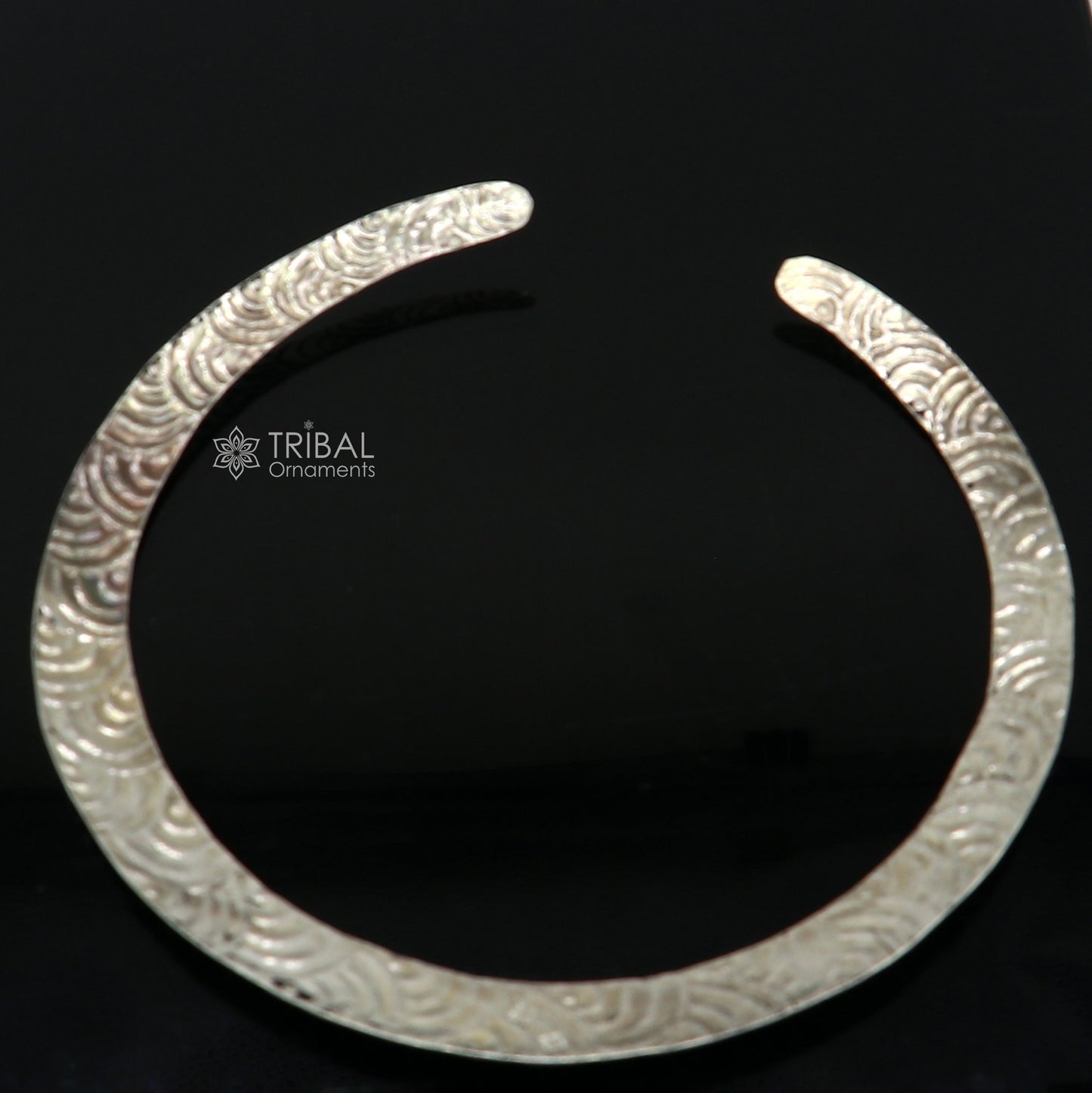 Vintage Indian traditional style trendy 925 sterling silver chitai work Chokar necklace, choker tribal jewelry SET680 - TRIBAL ORNAMENTS