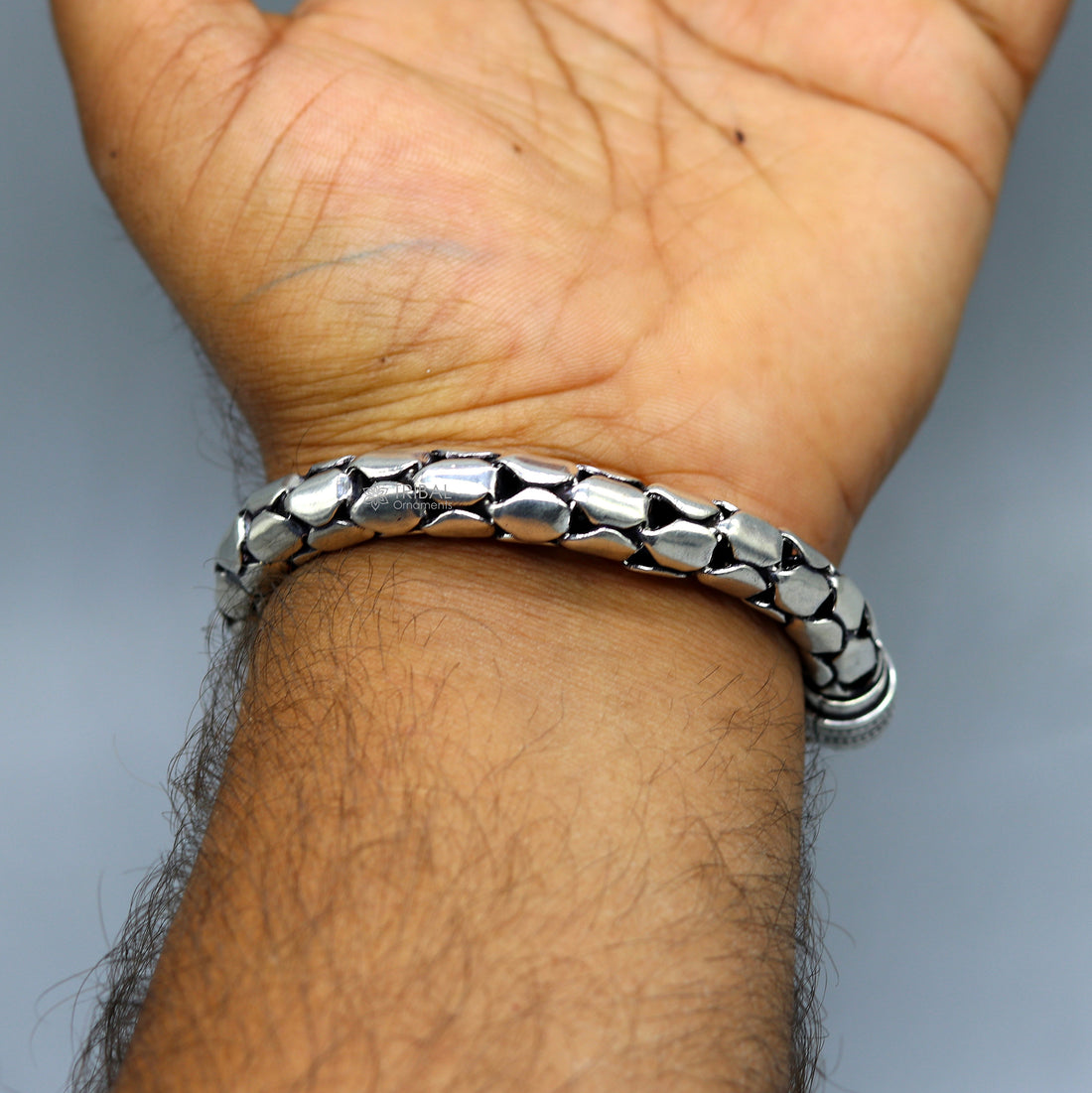 9 inches 10mm 925 sterling silver handmade unique viper snake design heavy men's bracelet, Amazing royal jewelry sbr738 - TRIBAL ORNAMENTS