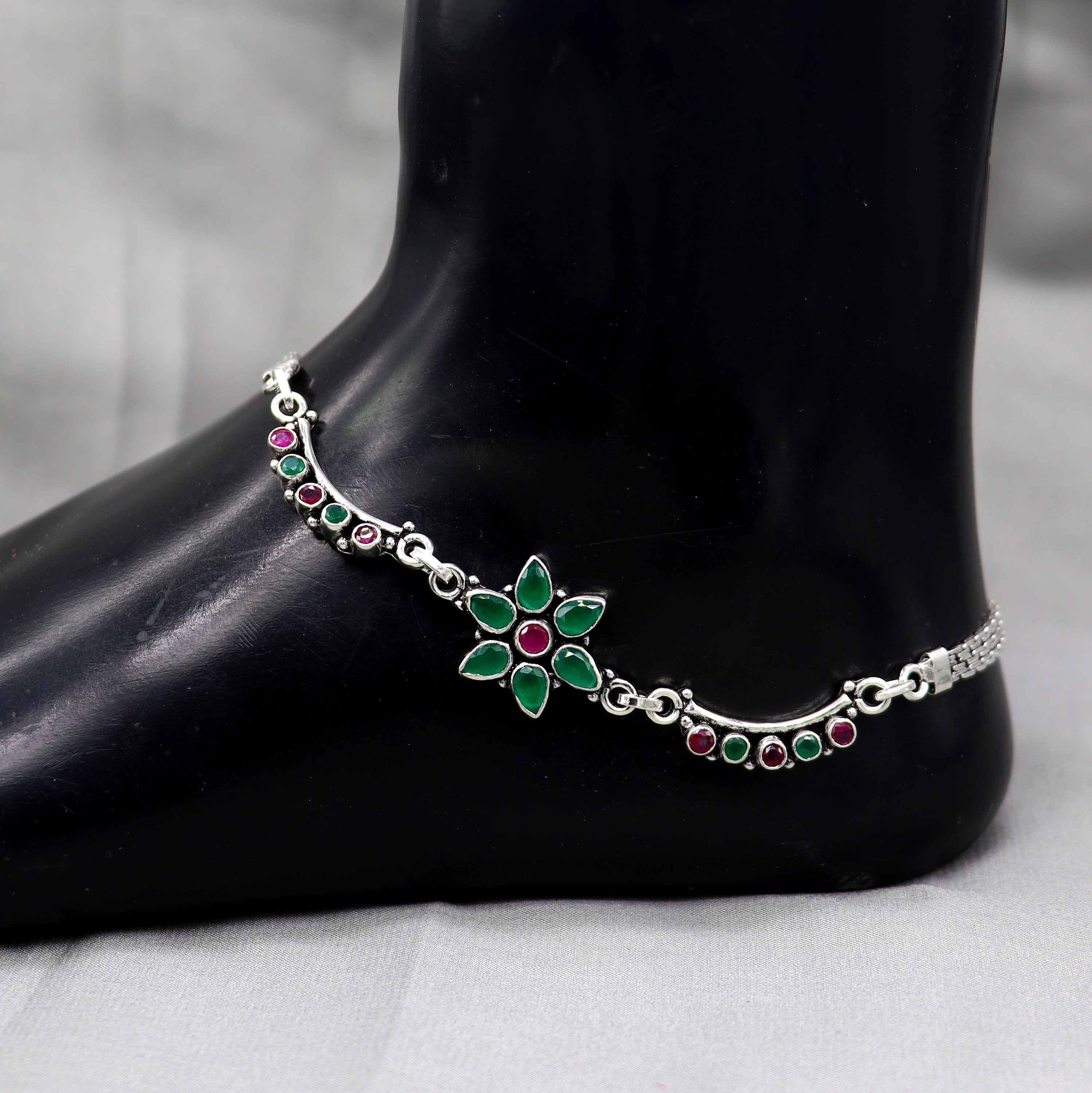 925 store sterling silver anklet ankle bracelet belly dance fashion jewelry