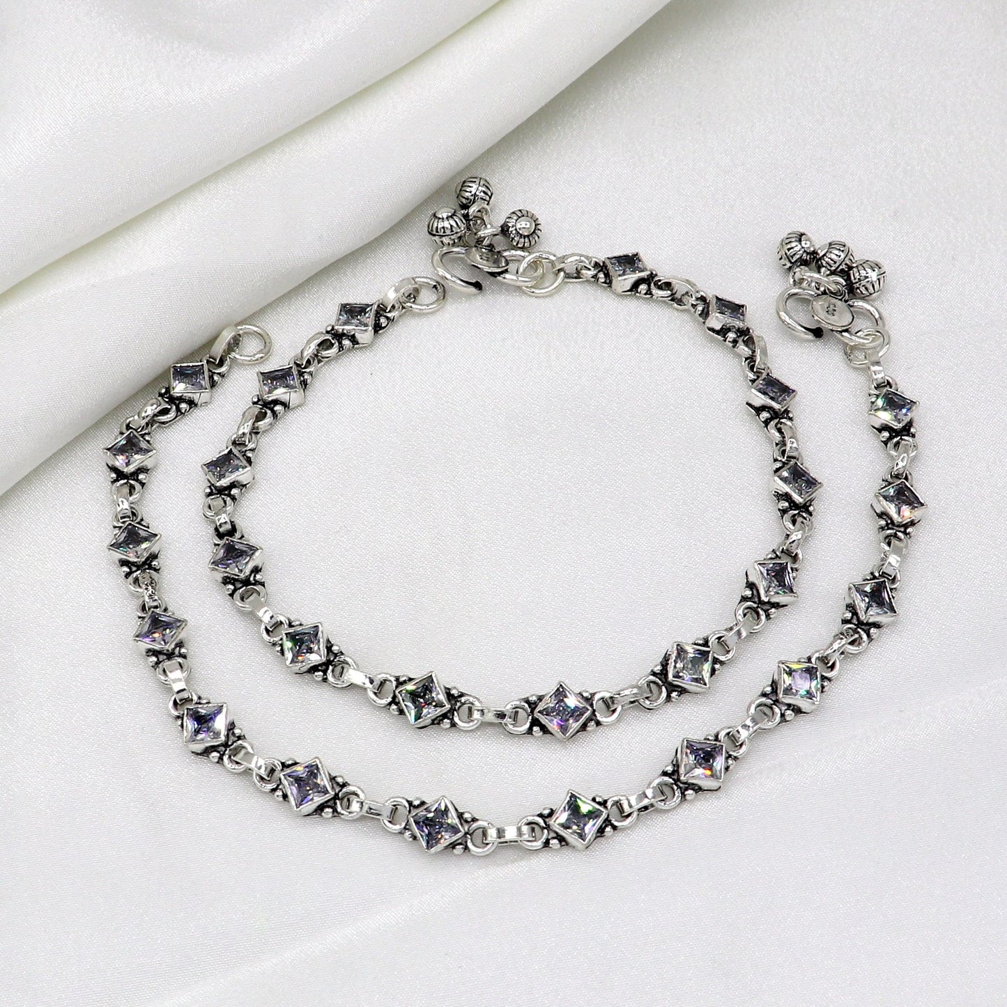 925 sterling silver cubic zircon stone anklets /ankle bracelet jewelry ank628