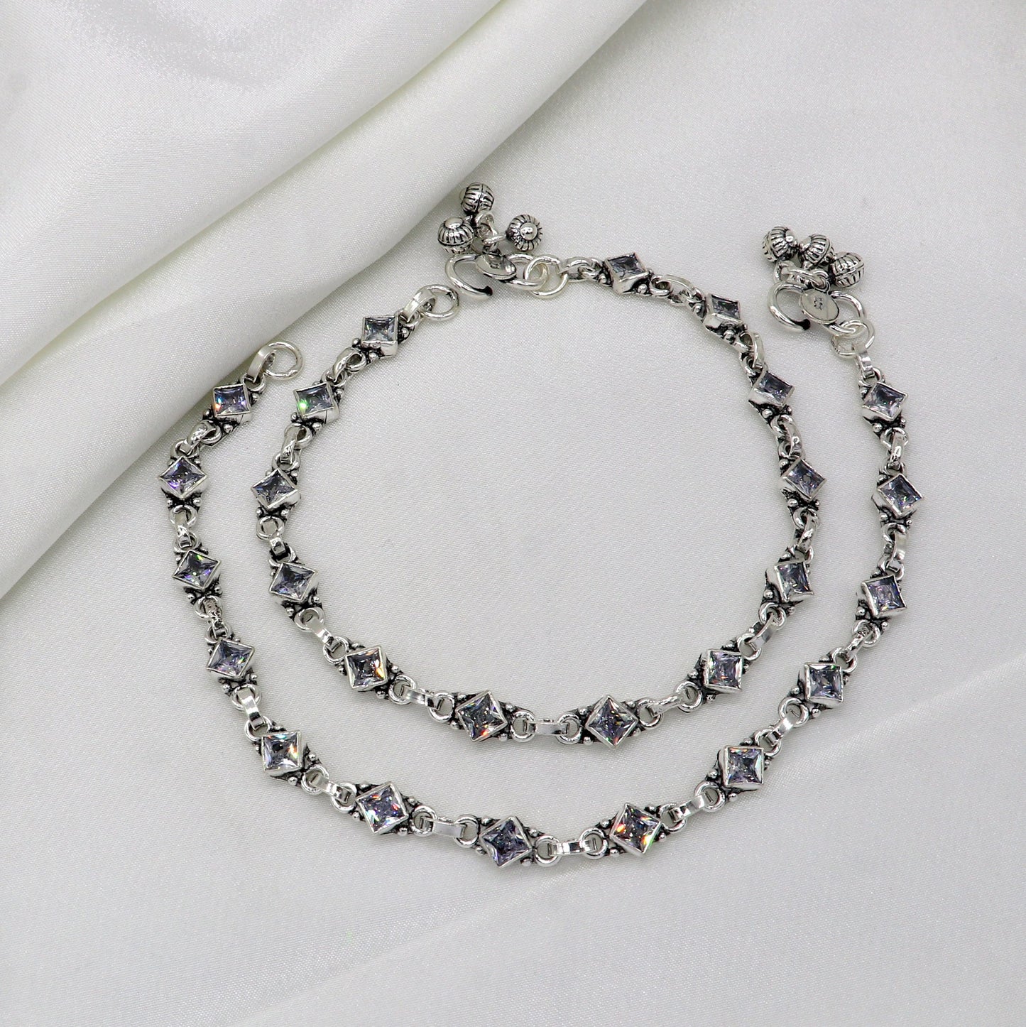 925 sterling silver cubic zircon stone anklets /ankle bracelet jewelry ank628