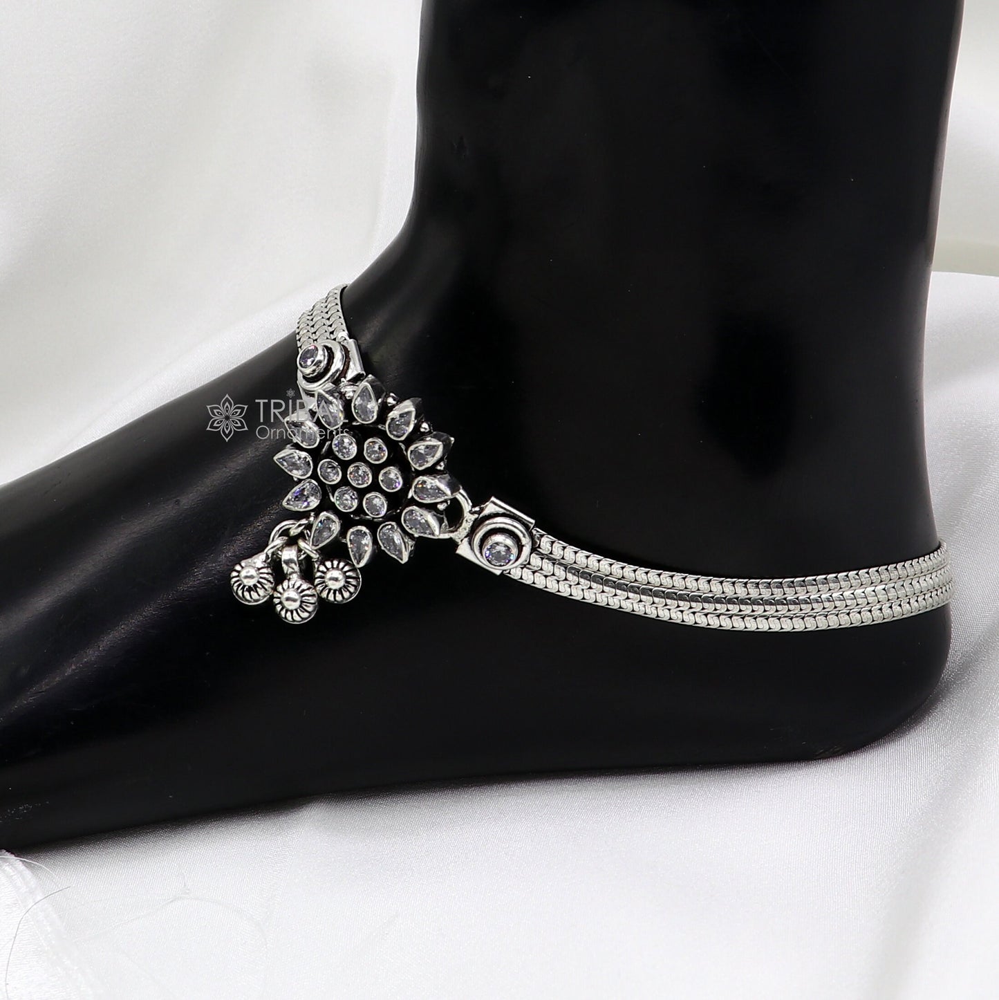 925 sterling silver cubic zircon cut stone anklets ankle jewelry ank631