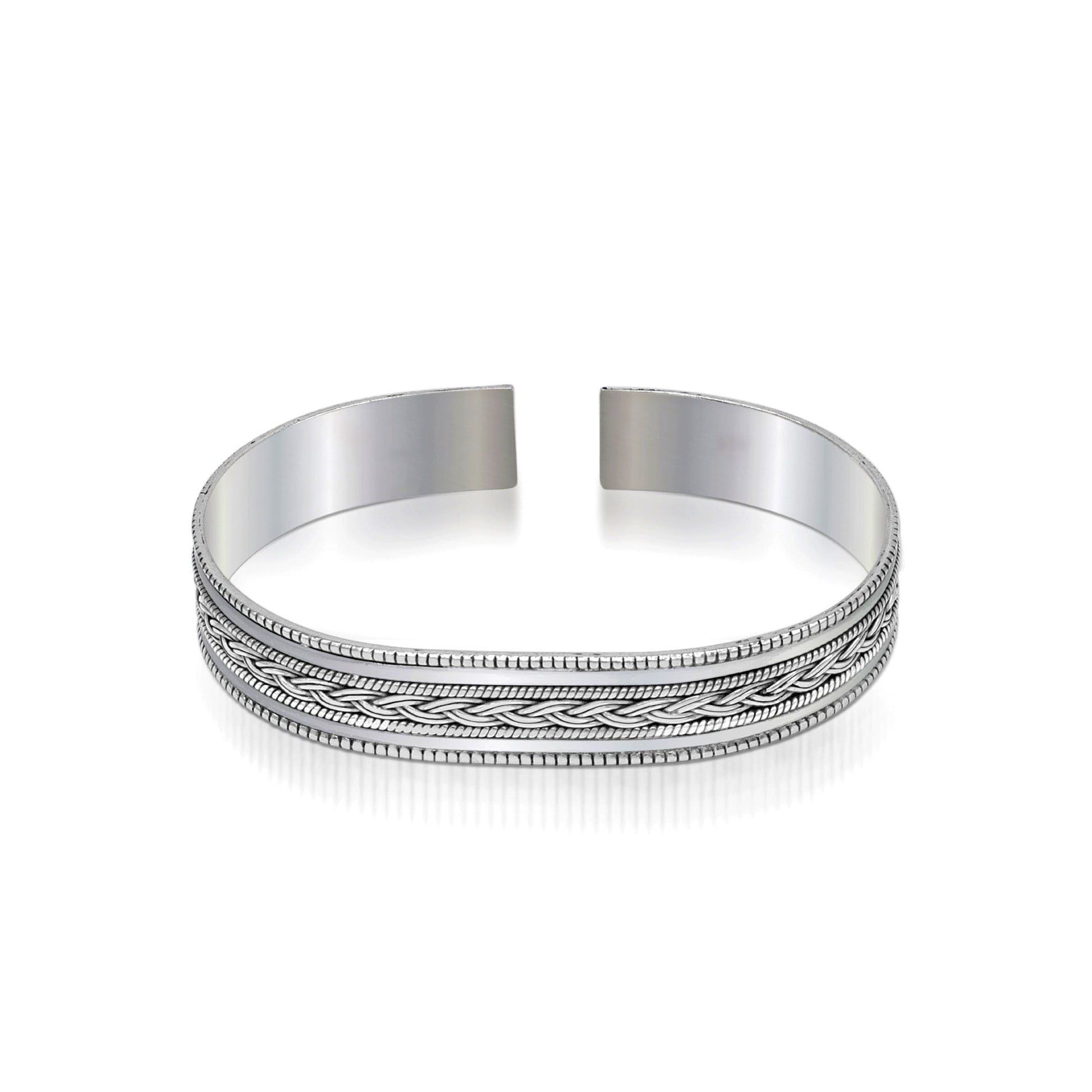 925 sterling silver vintage design handmade work cuff bangle bracelet kada cuff222 - TRIBAL ORNAMENTS