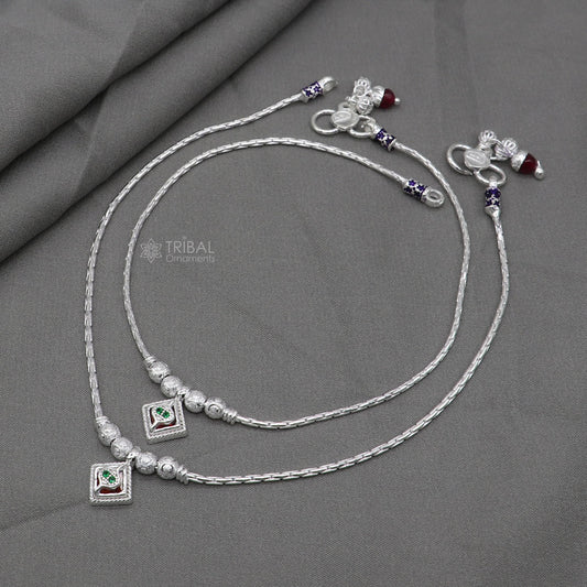 925 sterling silver handmade light anklets/amazing Ankle bracelet gifting belly dance ethnic jewelry ank645