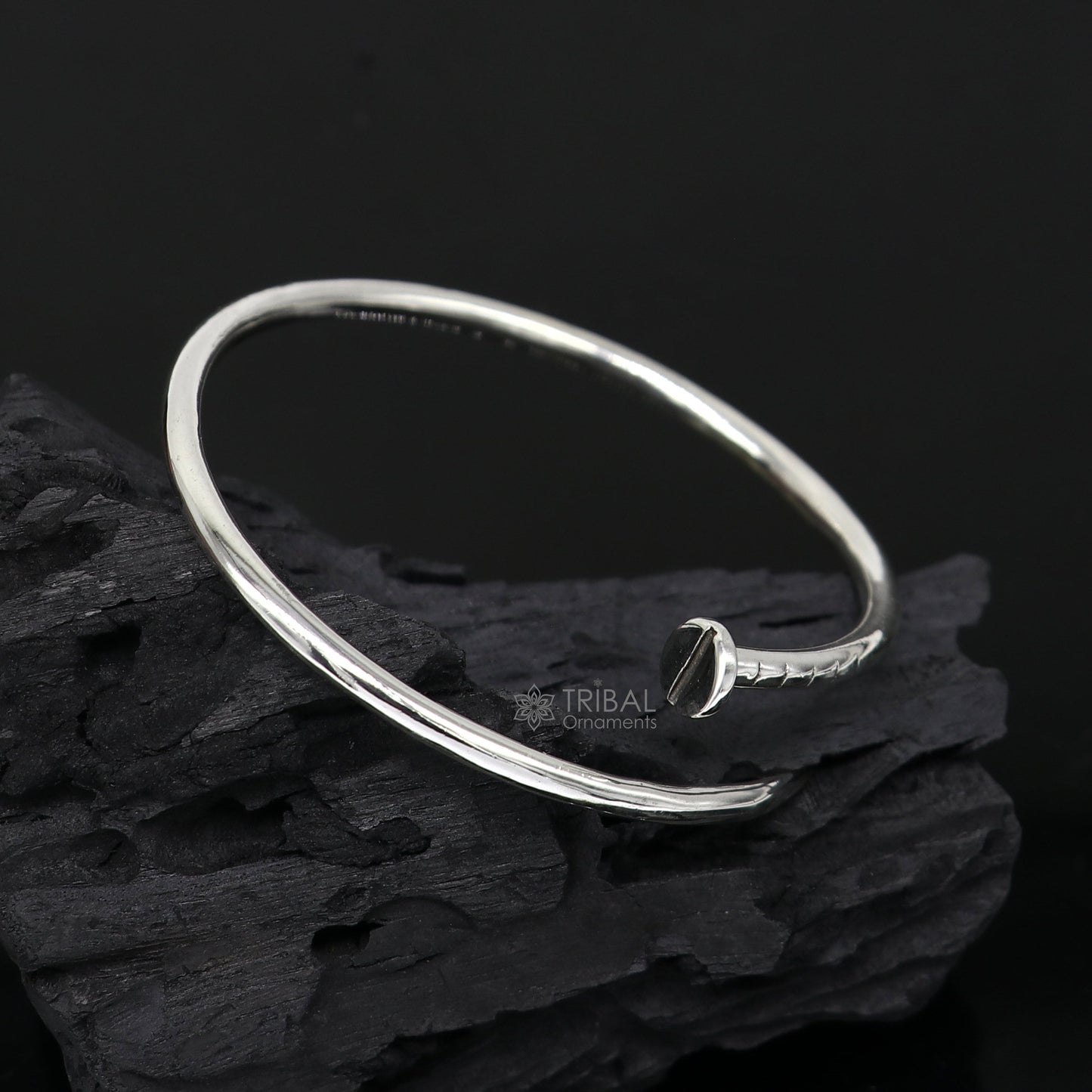 925 sterling silver handmade solid round plain adjustable cuff bracelet, cuff kada unsex gifting jewelry solid silver kada cuff160