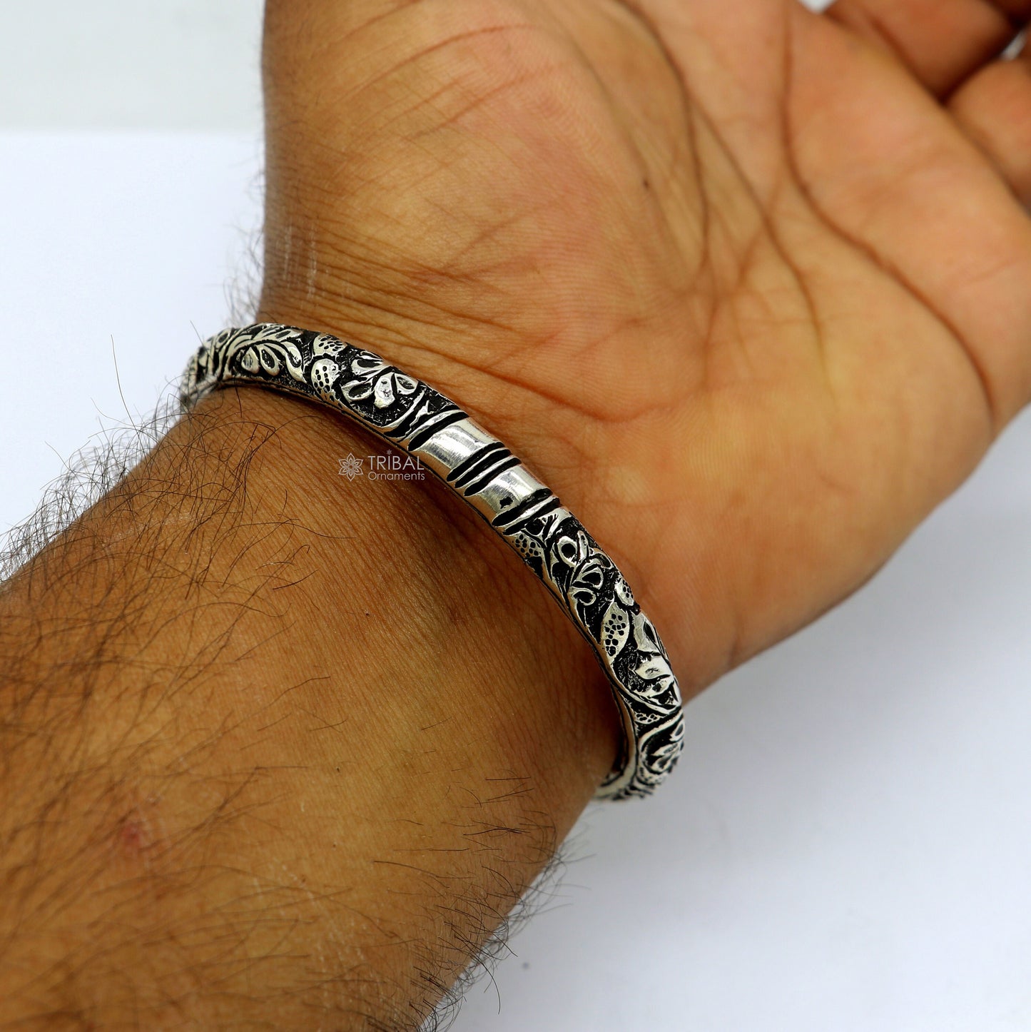 925 Sterling silver handmade chitai bangle bracelet kada tribal ethnic jewelry nsk827