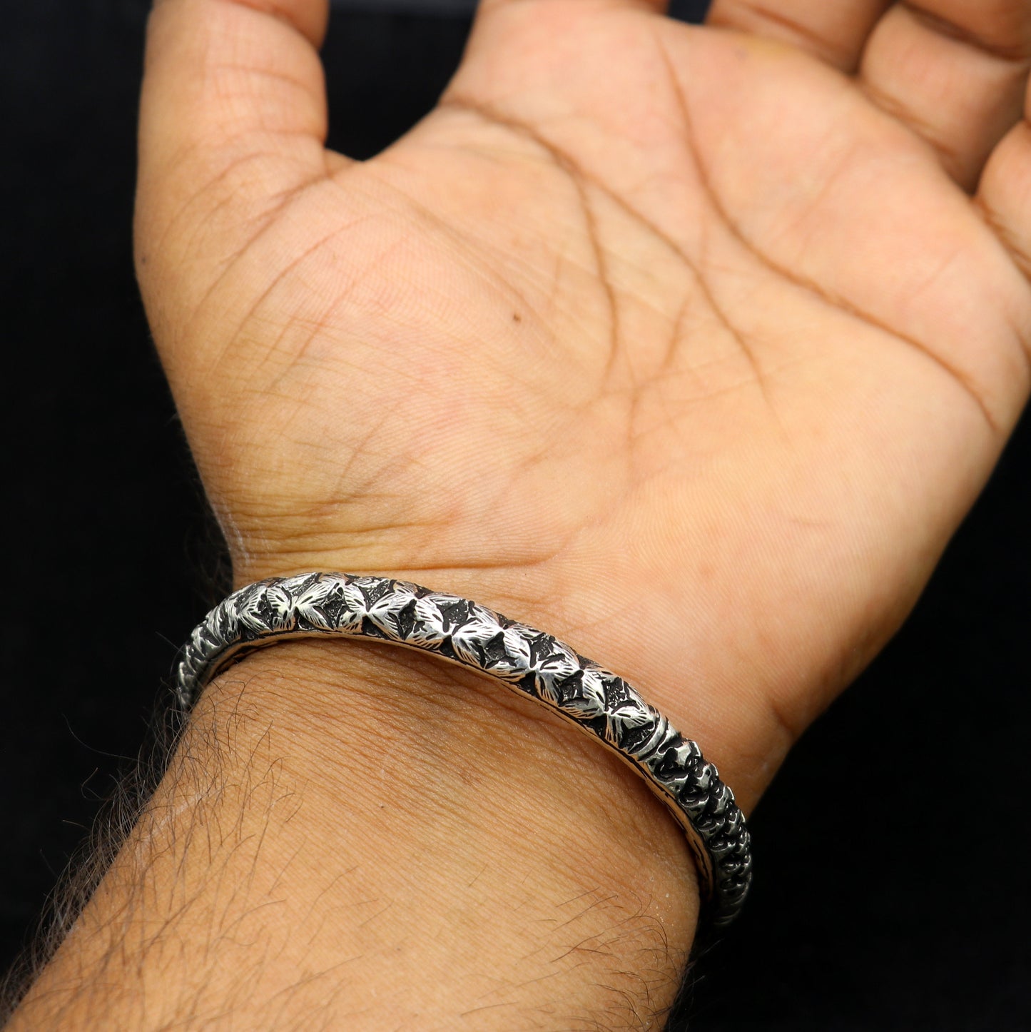 925 Sterling silver handmade chitai bangle bracelet kada tribal ethnic jewelry nsk830