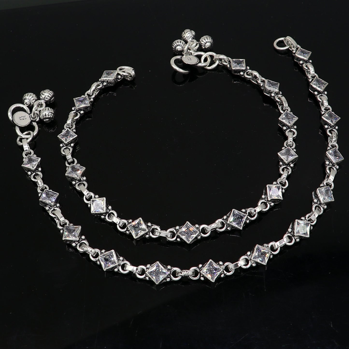 925 sterling silver cubic zircon stone anklets /ankle bracelet jewelry ank628