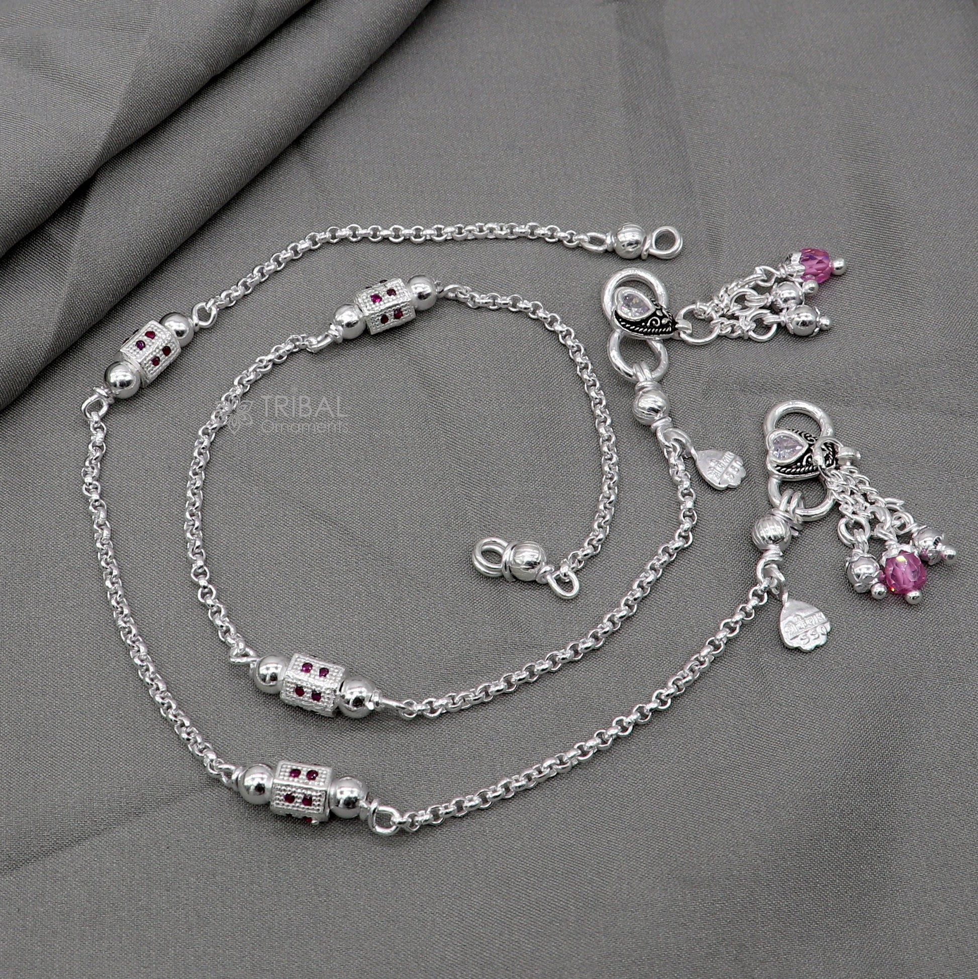 925 sterling silver handmade light anklets/amazing Ankle bracelet gifting belly dance ethnic jewelry ank644 - TRIBAL ORNAMENTS