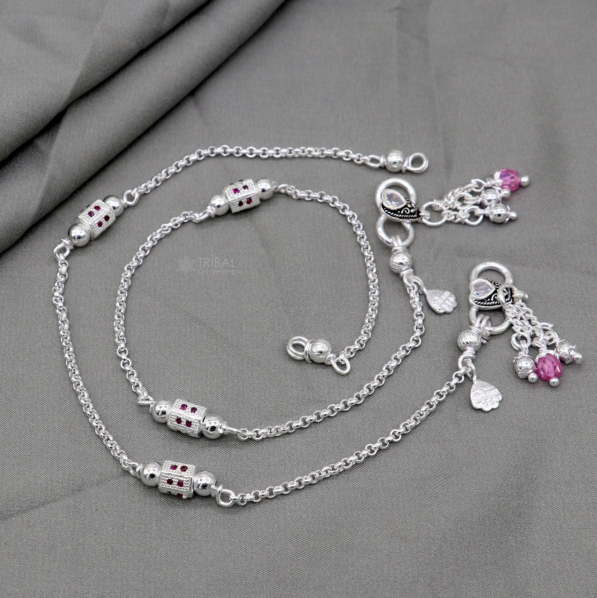 925 sterling silver handmade light anklets/amazing Ankle bracelet gifting belly dance ethnic jewelry ank644 - TRIBAL ORNAMENTS