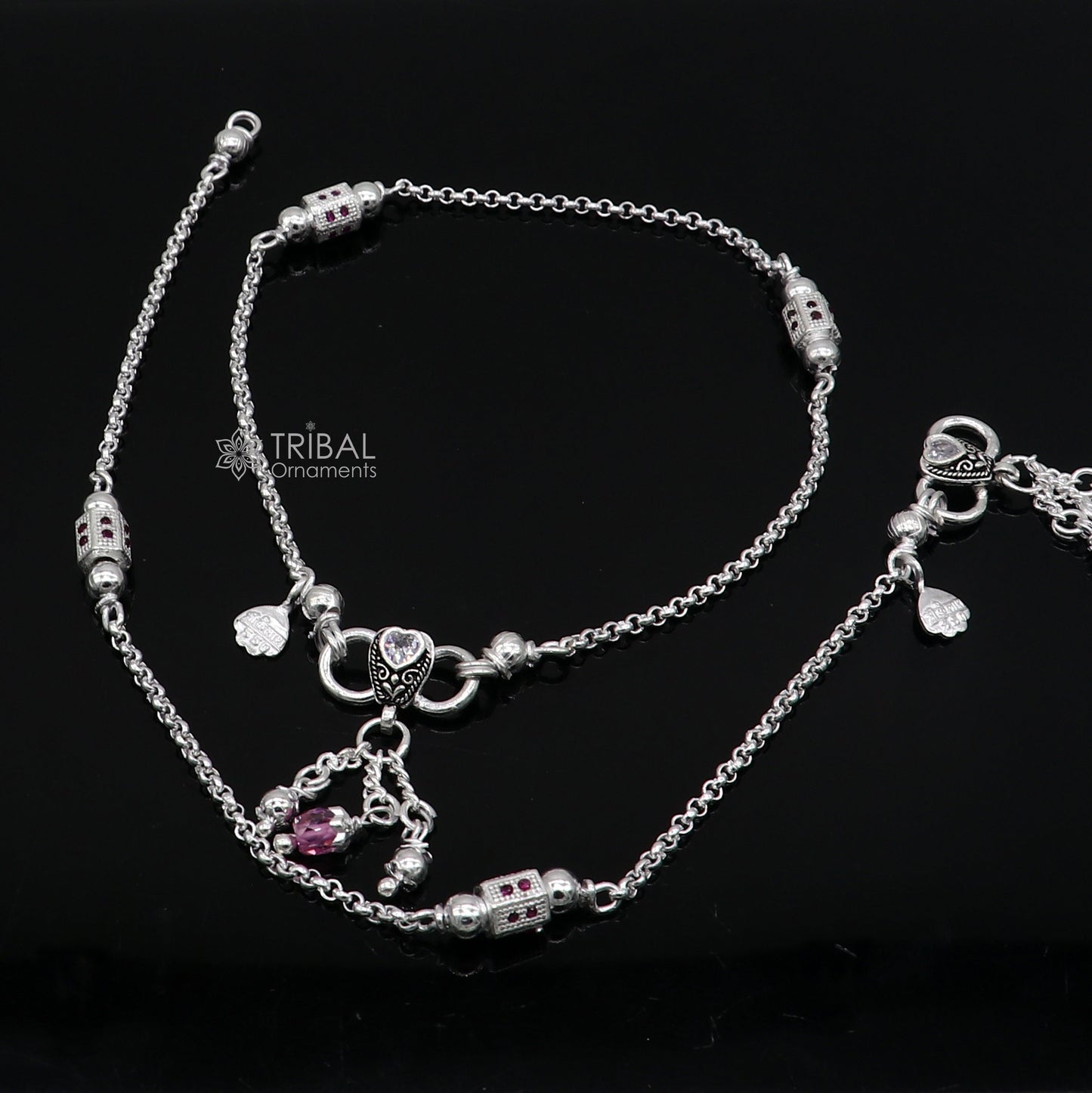 925 sterling silver handmade light anklets/amazing Ankle bracelet gifting belly dance ethnic jewelry ank644 - TRIBAL ORNAMENTS