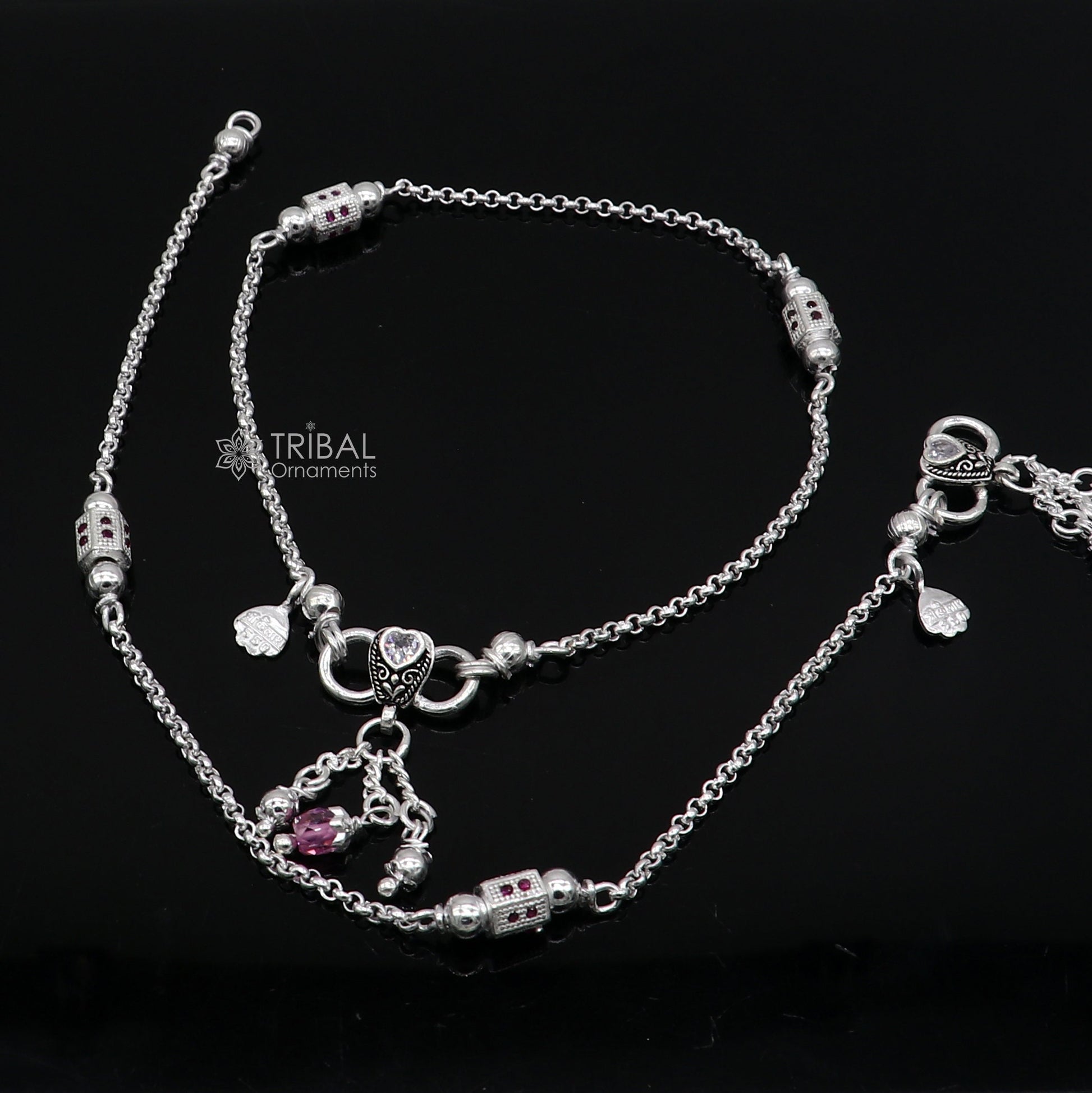 925 sterling silver handmade light anklets/amazing Ankle bracelet gifting belly dance ethnic jewelry ank644 - TRIBAL ORNAMENTS