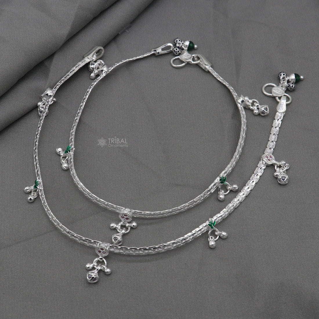 925 sterling silver handmade light anklets/amazing Ankle bracelet gifting belly dance ethnic jewelry ank649 - TRIBAL ORNAMENTS