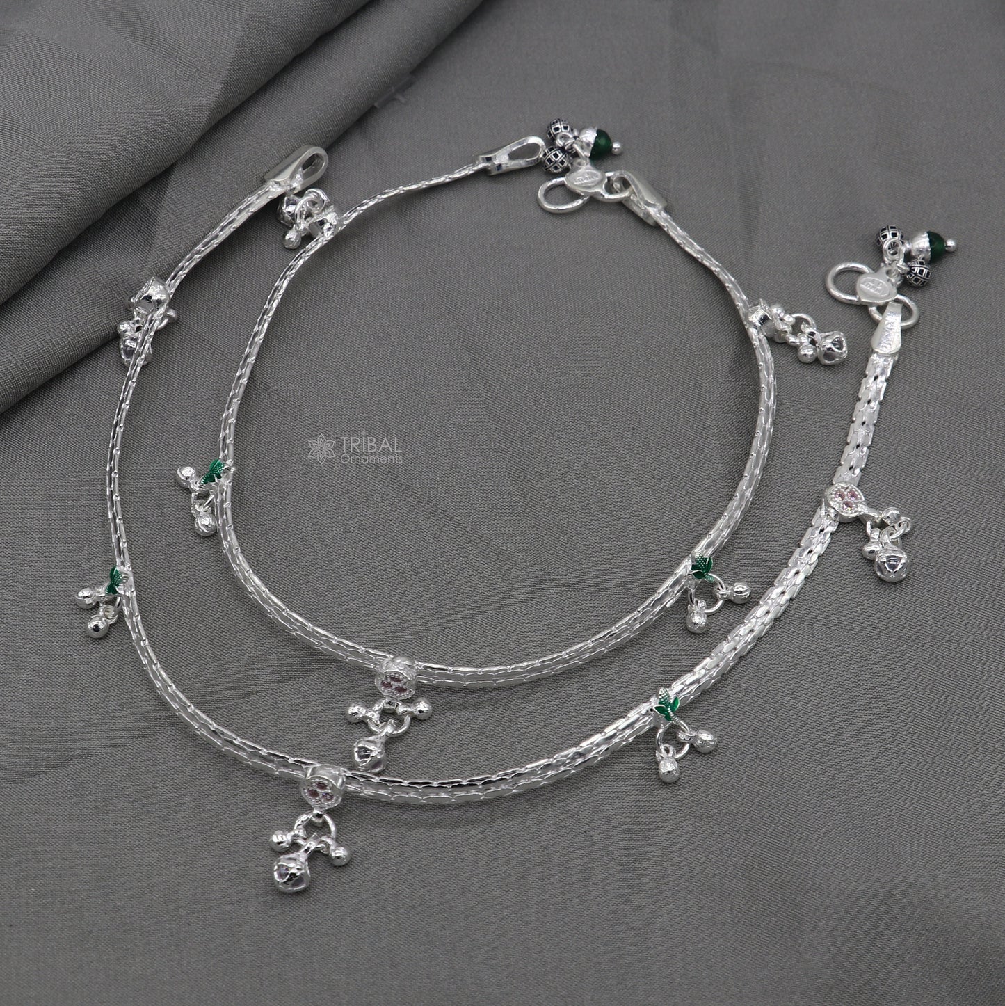 925 sterling silver handmade light anklets/amazing Ankle bracelet gifting belly dance ethnic jewelry ank649 - TRIBAL ORNAMENTS