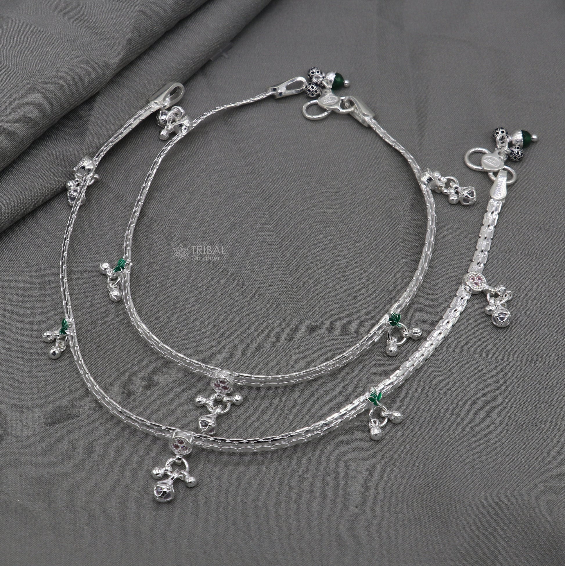 925 sterling silver handmade light anklets/amazing Ankle bracelet gifting belly dance ethnic jewelry ank649 - TRIBAL ORNAMENTS