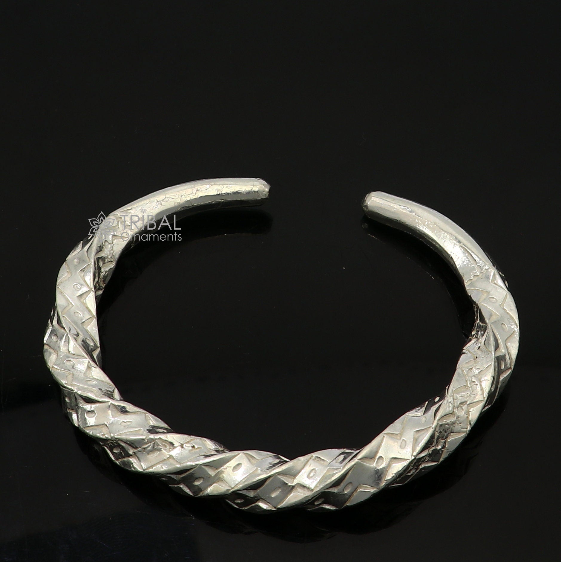 925 sterling silver solid adjustable heavy kada bracelet for men, amazing indian traditional cultural design plain kada nsk835 - TRIBAL ORNAMENTS