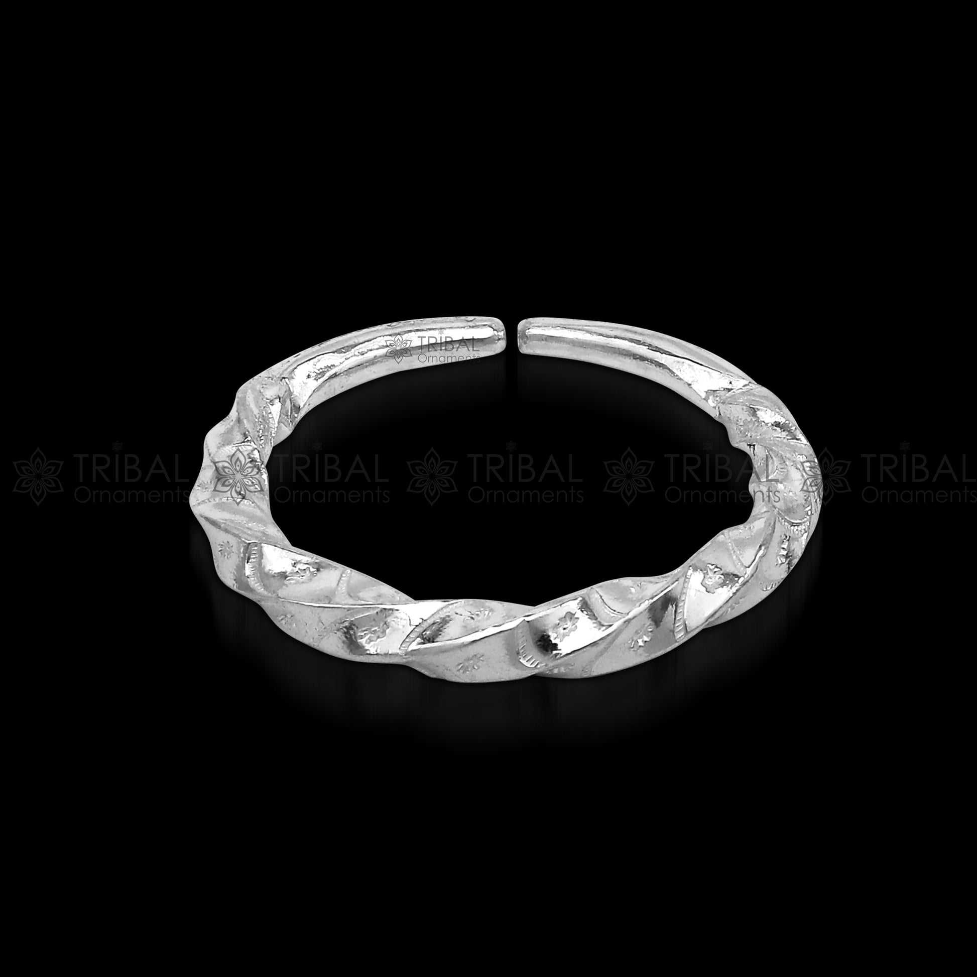 925 sterling silver solid adjustable heavy kada bracelet for men, amazing indian traditional cultural design plain kada nsk835 - TRIBAL ORNAMENTS