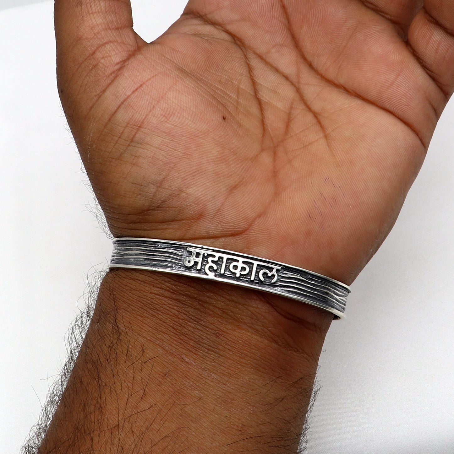 Handmade 925 Sterling silver Lord Shiva mantra bracelet "MAHAKAAL "Adjustable cuff kada bangle for mens and girls cuff237