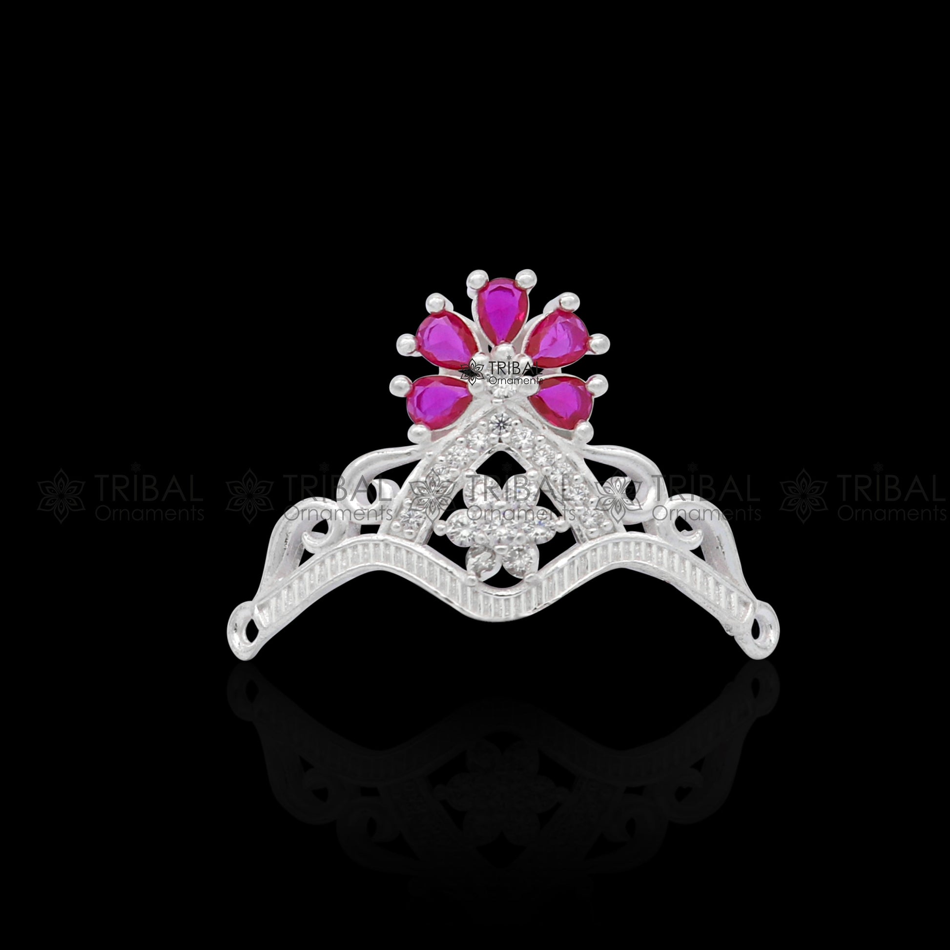 Unique design cz stone jadau handmade 925 sterling silver lord Krishna baby Mukut, amazing Laddu Gopala, crawling krishna crown Mukut SM15 - TRIBAL ORNAMENTS