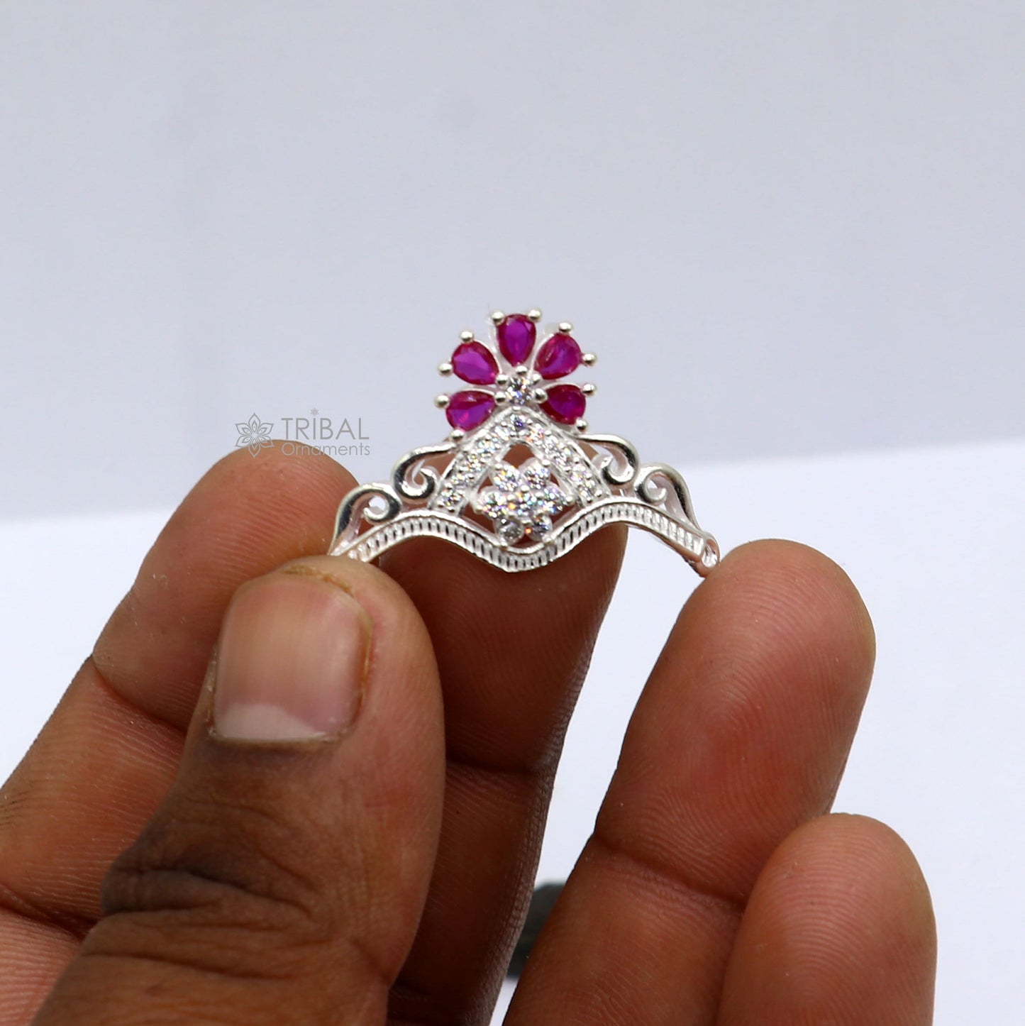 Unique design cz stone jadau handmade 925 sterling silver lord Krishna baby Mukut, amazing Laddu Gopala, crawling krishna crown Mukut SM15 - TRIBAL ORNAMENTS