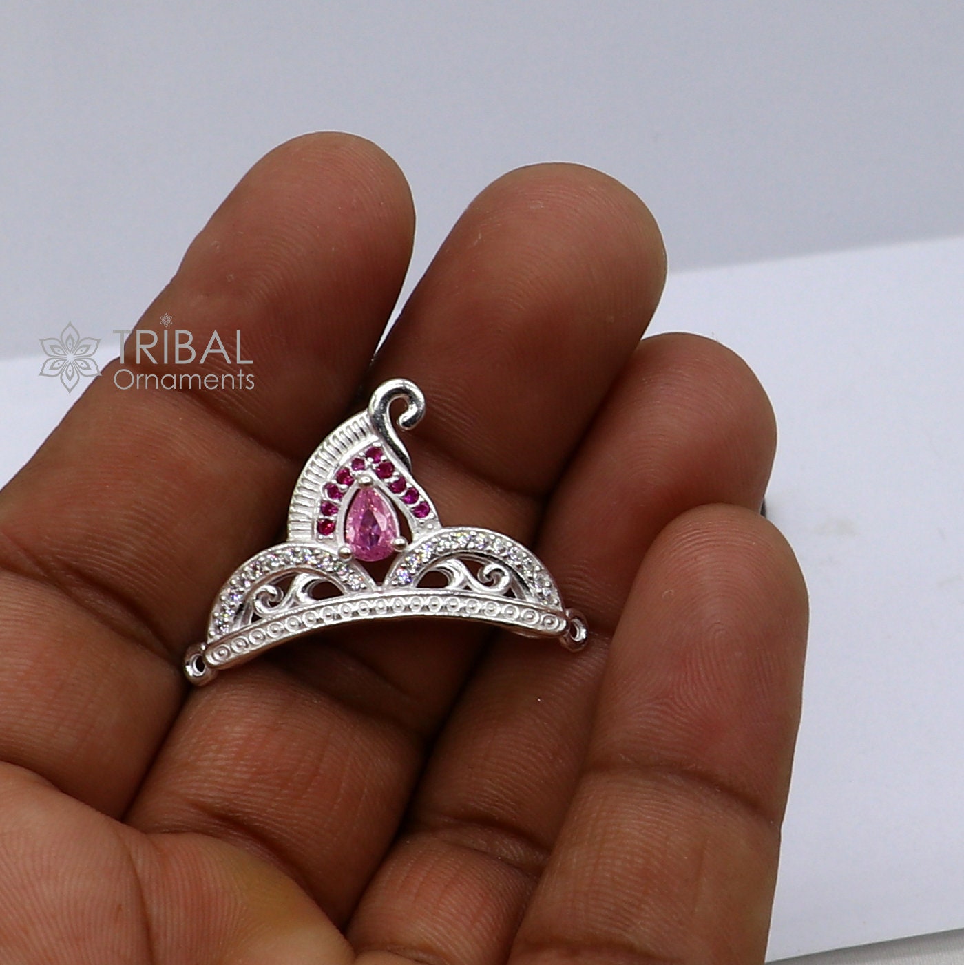 925 sterling silver Unique design cz stone jadau handmade lord Krishna baby Mukut, amazing Laddu Gopala, crawling krishna crown Mukut SM18