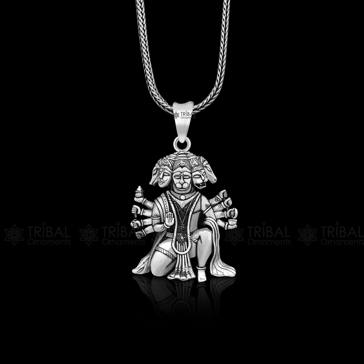 Pure 925 sterling silver handmade Hindu god Lord Panchmukhi Hanuman pendant, amazing designer fabulous pendant unisex gifting jewelry ssp486