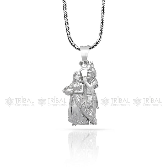 925 sterling silver Lord Krishna and Radha , amazing divine Radha Krishna pendant locket tribal jewelry nsp809