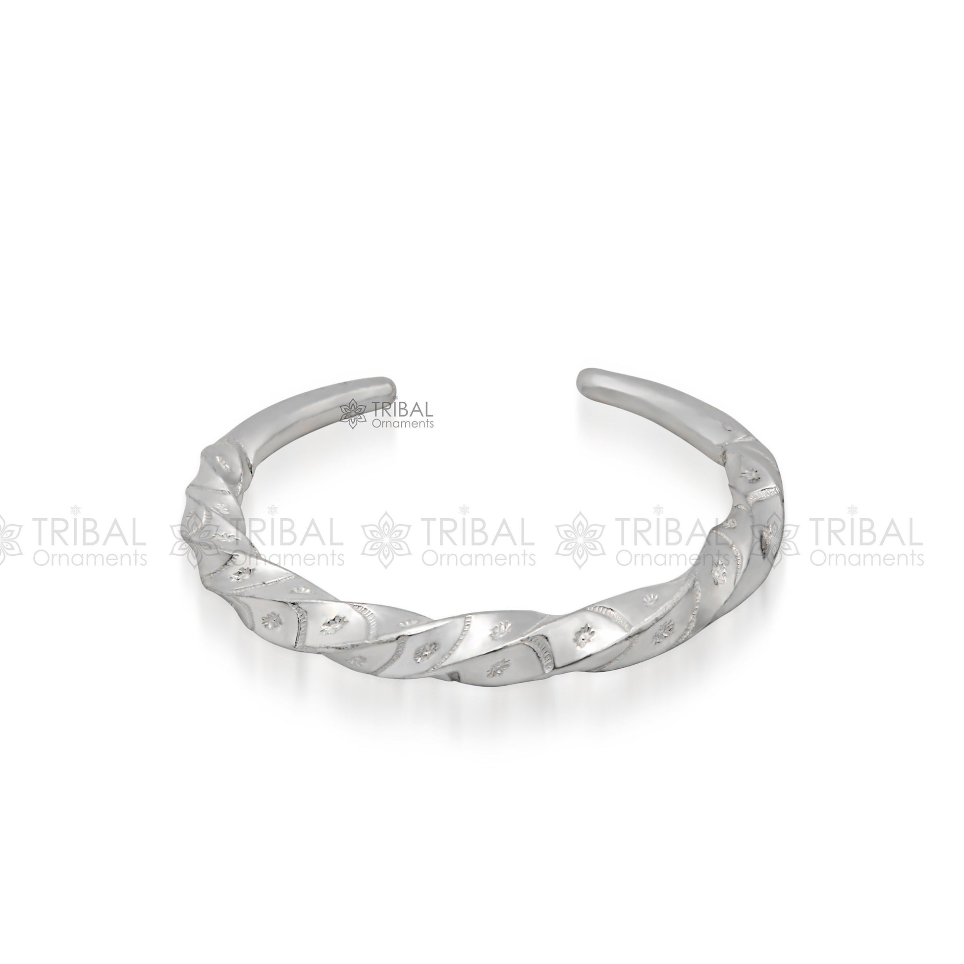 925 sterling silver solid adjustable heavy kada bracelet for men, amazing indian traditional cultural design plain kada nsk835 - TRIBAL ORNAMENTS