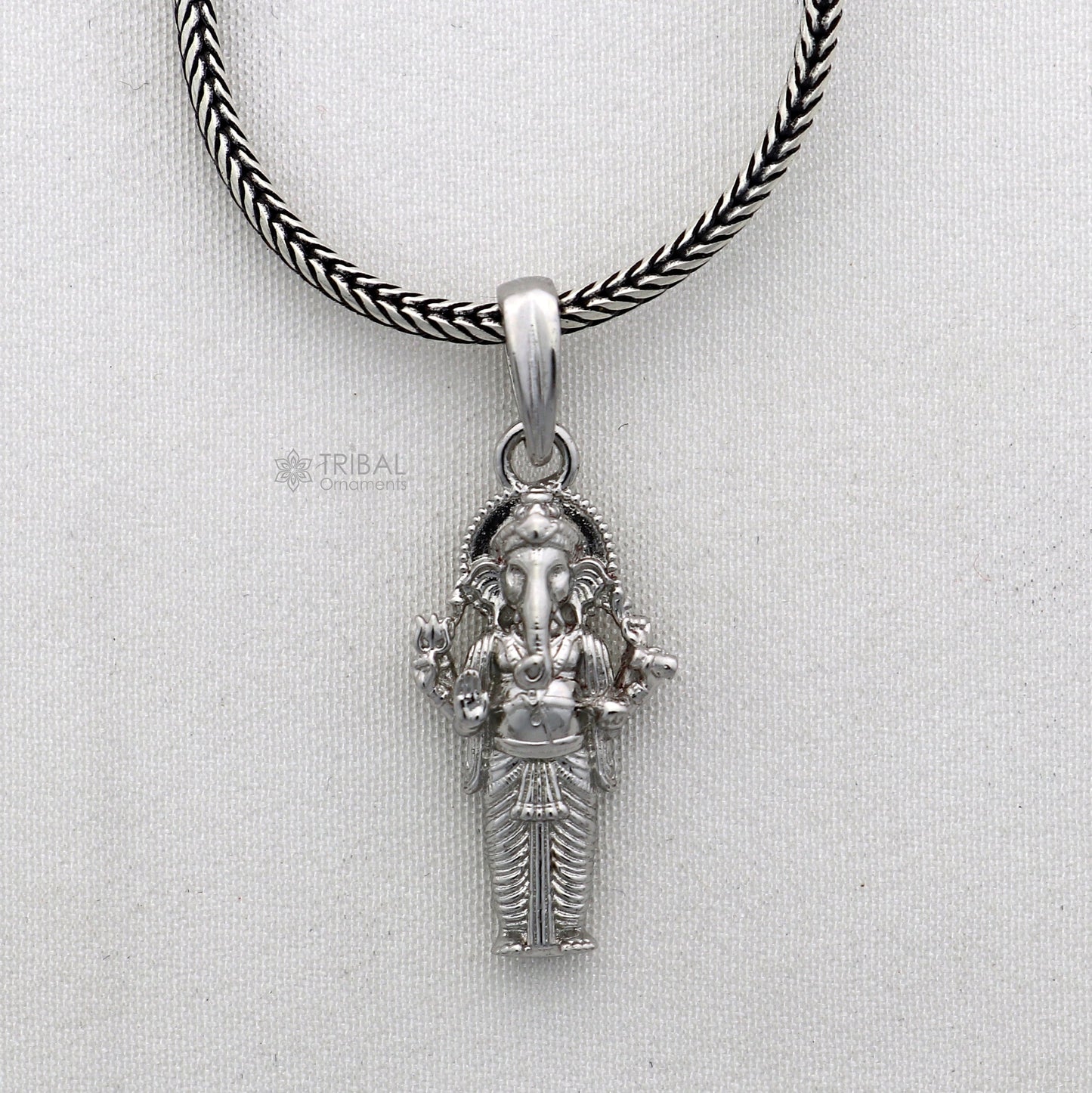 925 sterling silver Lord Ganesha standing design pendant necklace, Lord Ganesha unique style handmade pendant for unisex gift  Nsp824