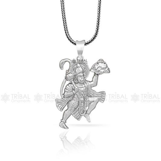925 sterling silver handmade Hindu idol God Lord hanuman flying pendant, amazing divine lord bajarangbali pendant gifting jewelry NSP825